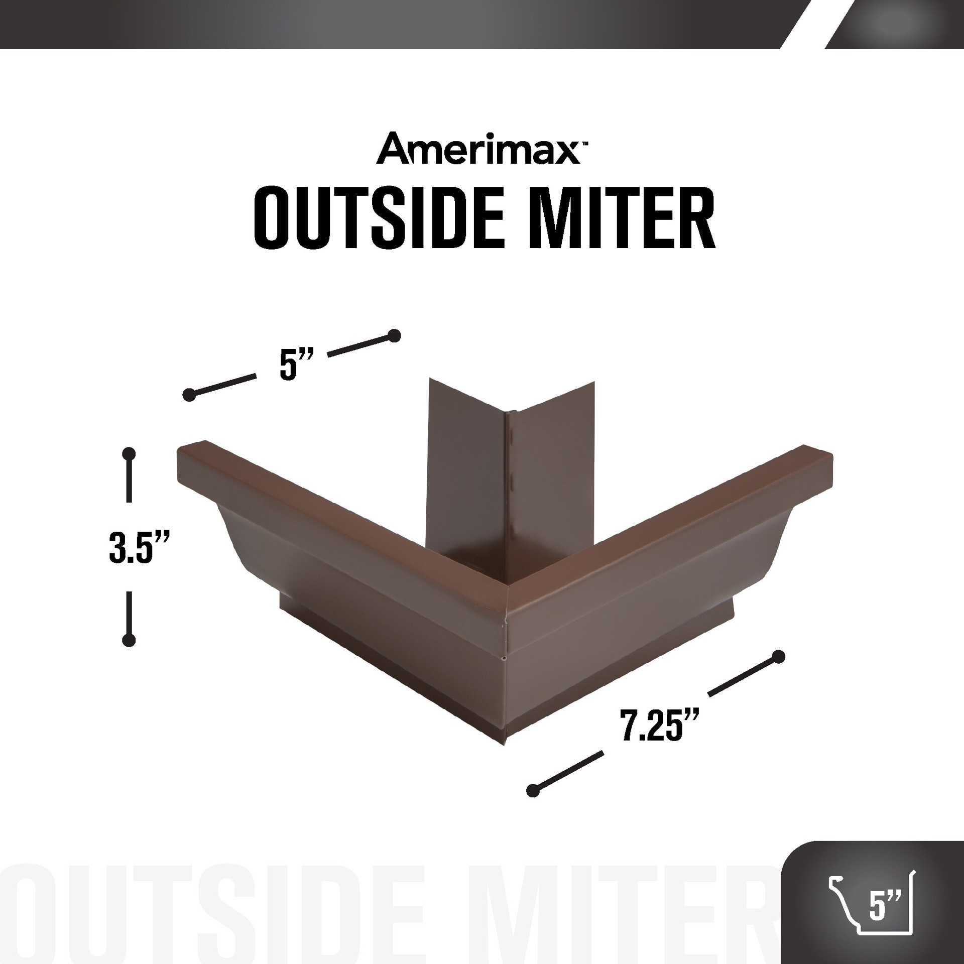 slide 3 of 6, Amerimax 5-in x 7.25-in Brown Aluminum K style Gutter outside corner, 1 ct