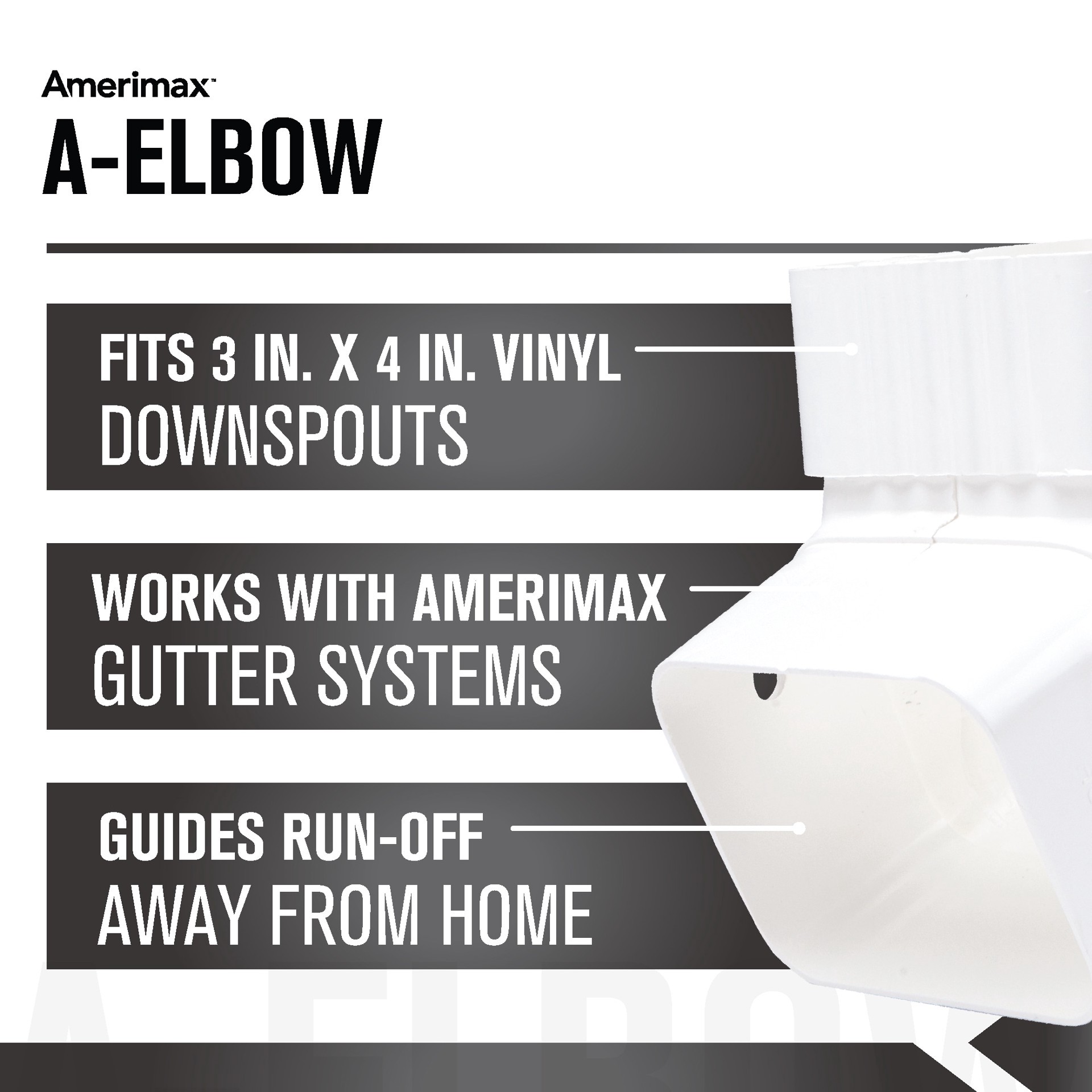 slide 4 of 4, Amerimax Traditional Vinyl 5.5-in White Front elbow, 1 ct