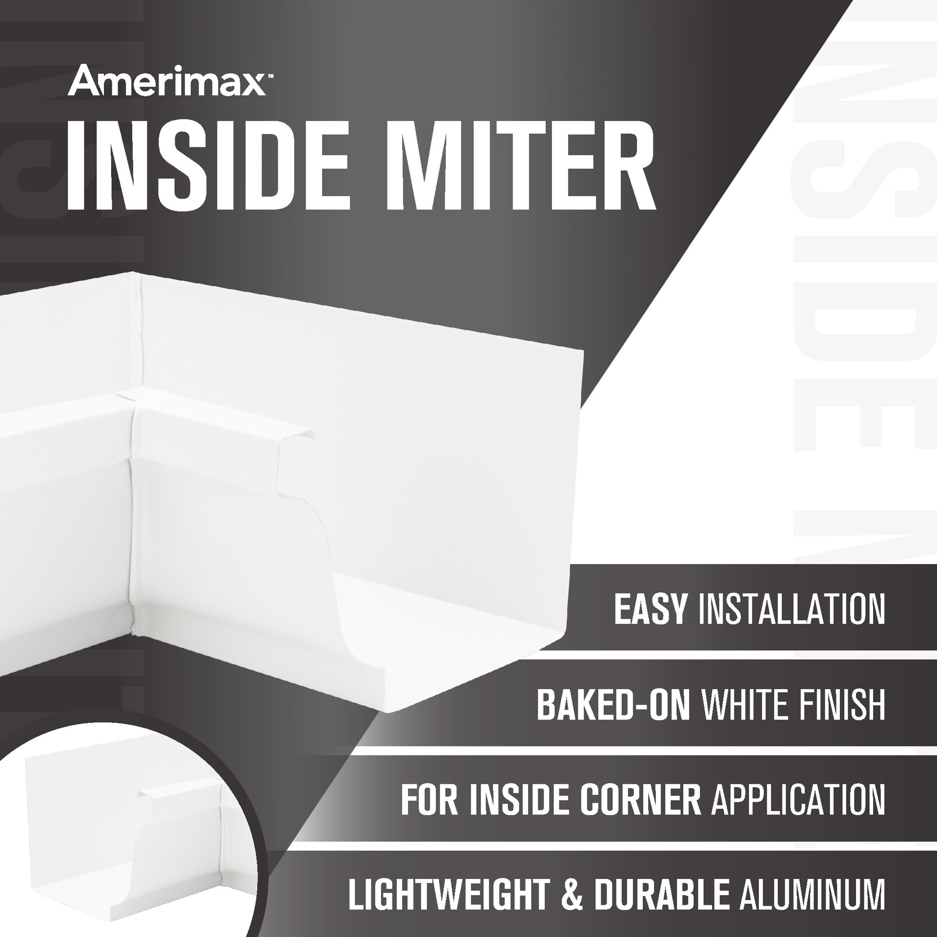 slide 4 of 6, Amerimax 5-in x 7.25-in White Aluminum K style Gutter inside corner, 1 ct