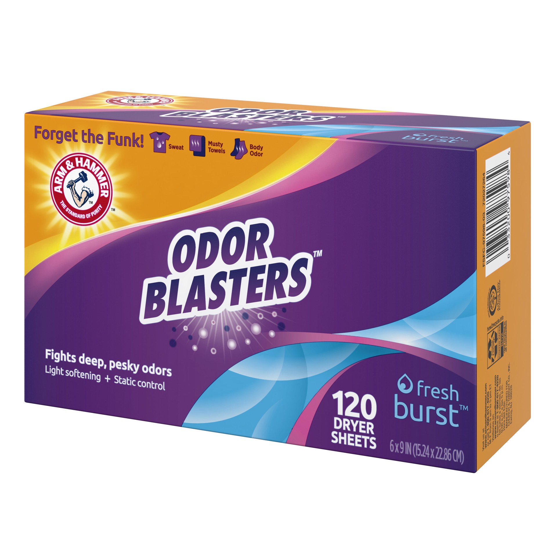 slide 4 of 6, Arm & Hammer Fresh Burst Fabric Softener Dryer sheets 120 Loads 120 -Count, 1 ct