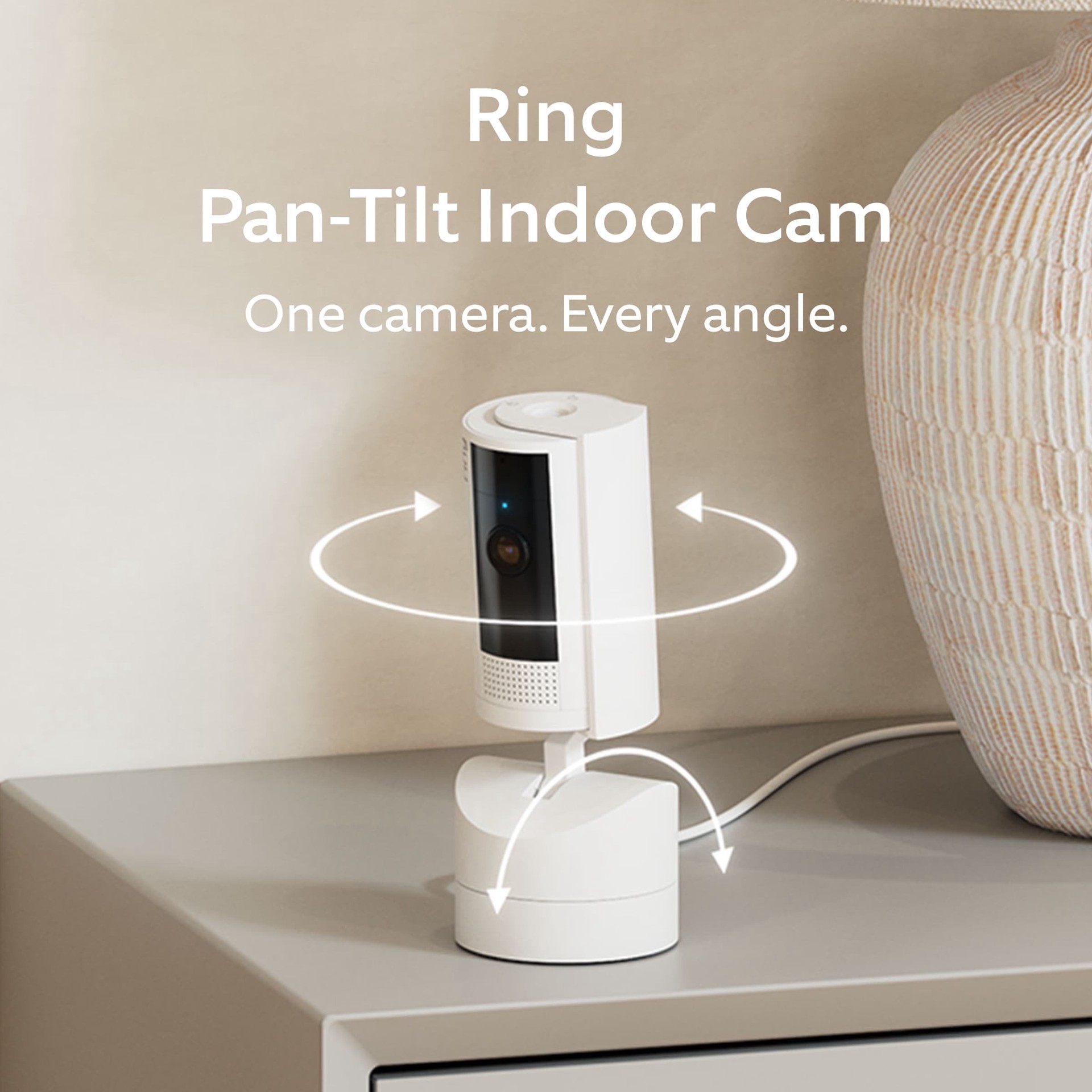 slide 2 of 6, Ring Pan-Tilt Indoor Cam with 360 Degree Horizontal Pan Coverage, Live View & Two-Way Talk, and HD Video, White, 1 ct