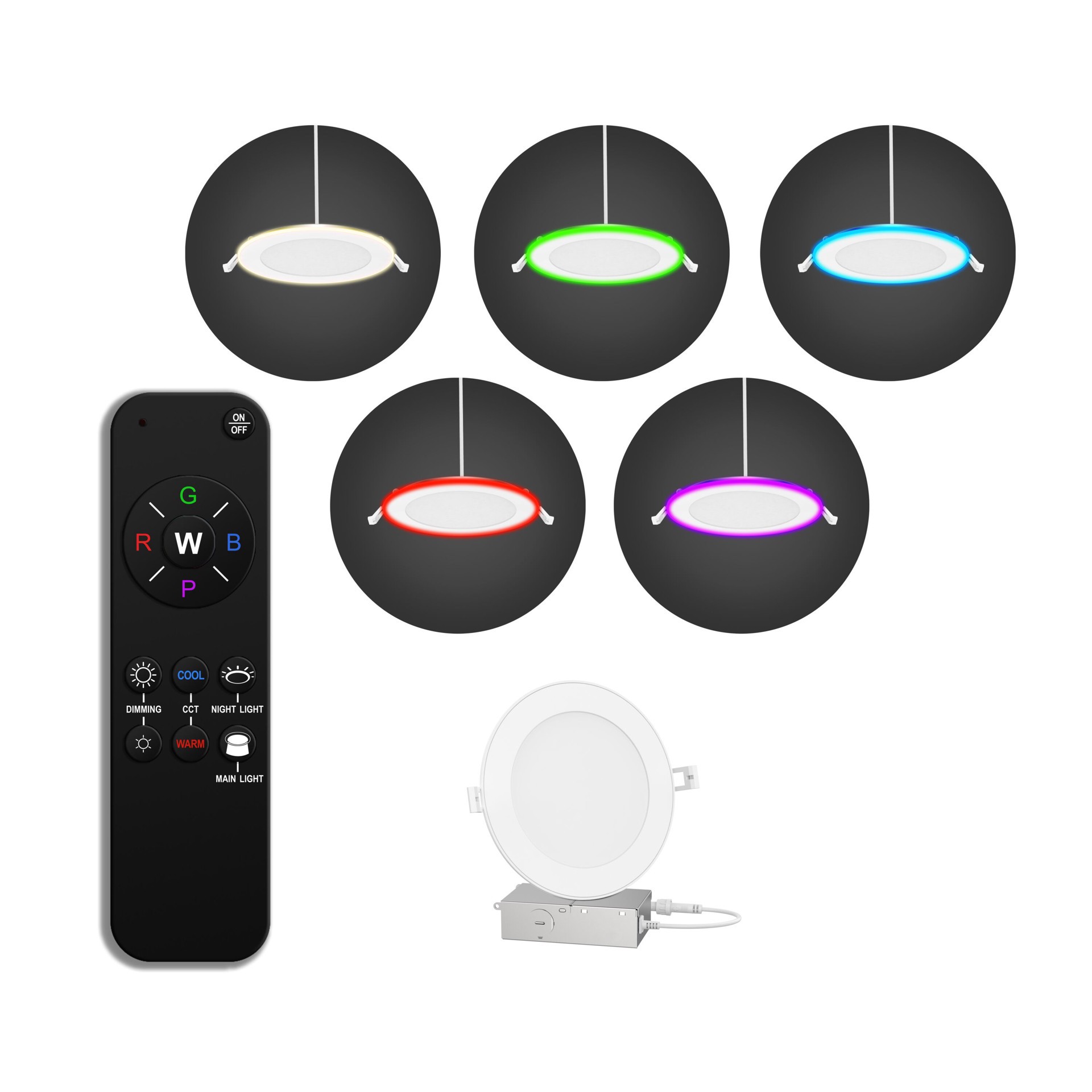 slide 1 of 6, Utilitech White 6-in 850 -Lumens Switchable Round Dimmable LED Canless Wet rated Recessed Downlight, 1 ct