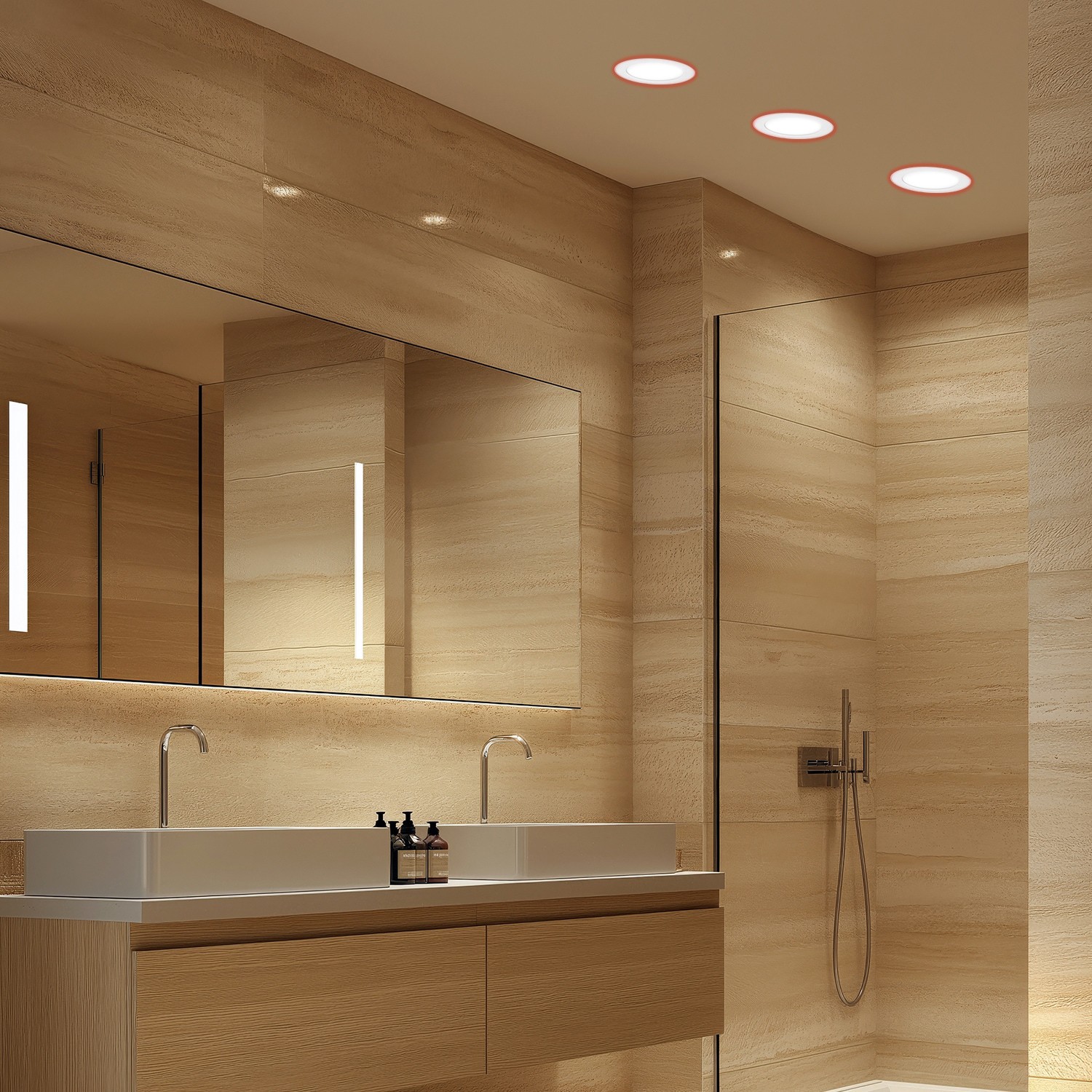 slide 5 of 6, Utilitech White 6-in 850 -Lumens Switchable Round Dimmable LED Canless Wet rated Recessed Downlight, 1 ct