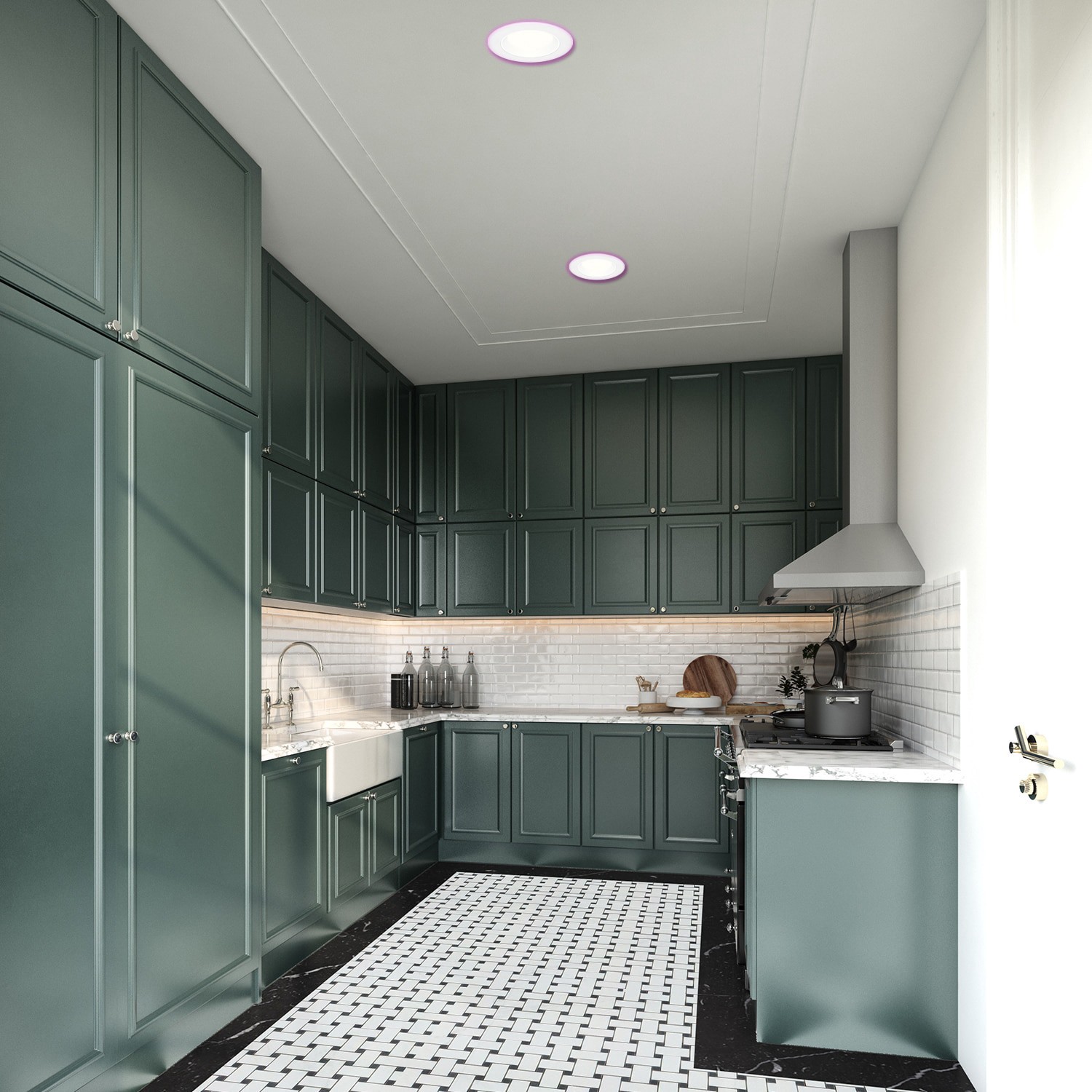 slide 6 of 6, Utilitech White 6-in 850 -Lumens Switchable Round Dimmable LED Canless Wet rated Recessed Downlight, 1 ct