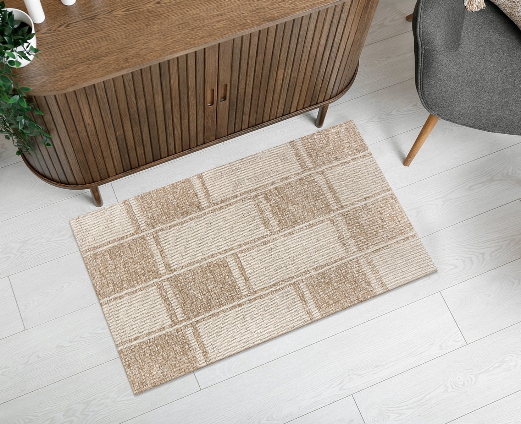 slide 1 of 6, allen + roth Sahara Checkmate 2 x 3 (ft) Loomed Prairie Taupe Rectangular Indoor Throw rug, 1 ct