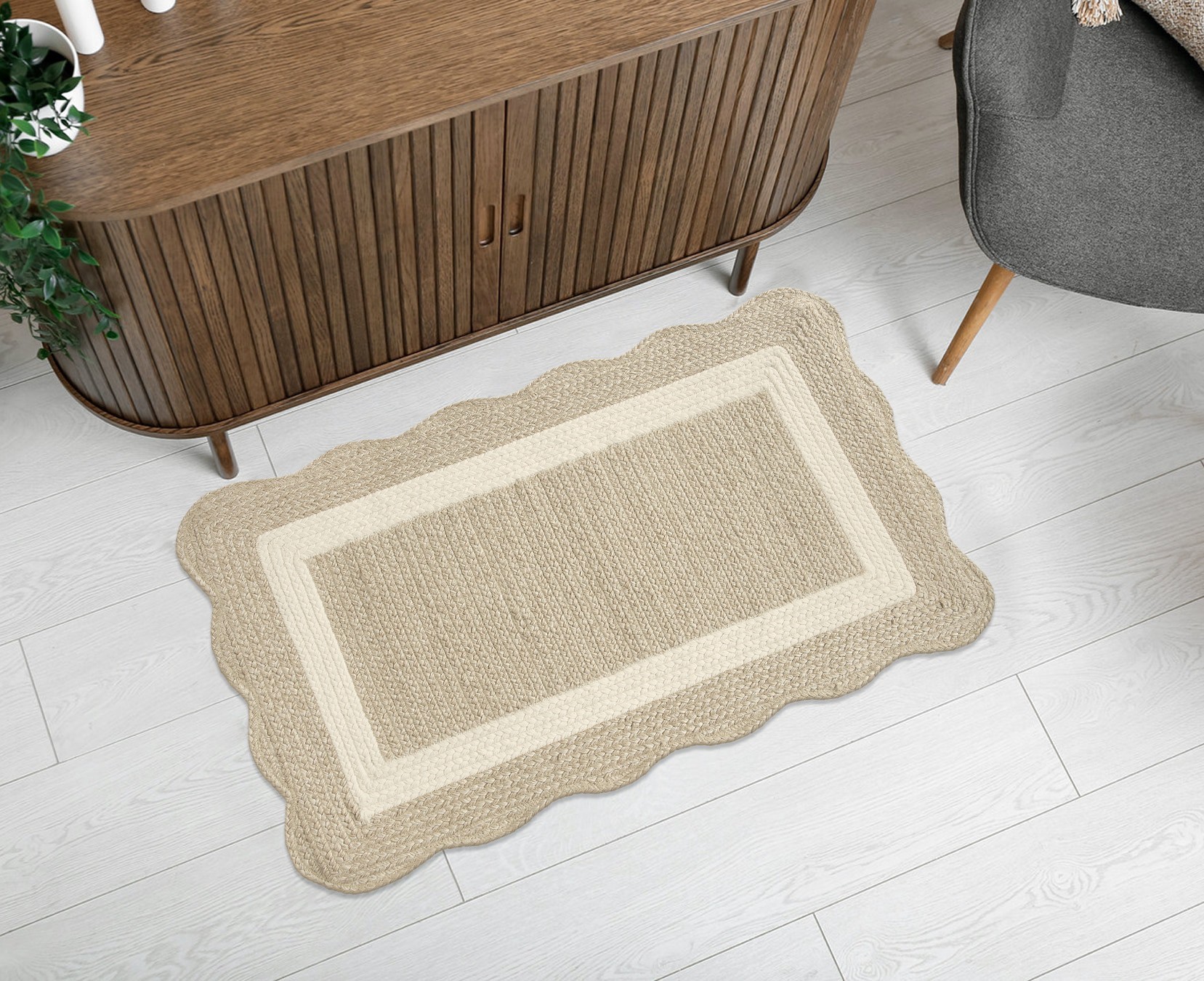 slide 1 of 6, allen + roth Wavy Wheat 2 x 3 (ft) Braided Natural Ivory Rectangular Indoor Throw rug, 1 ct