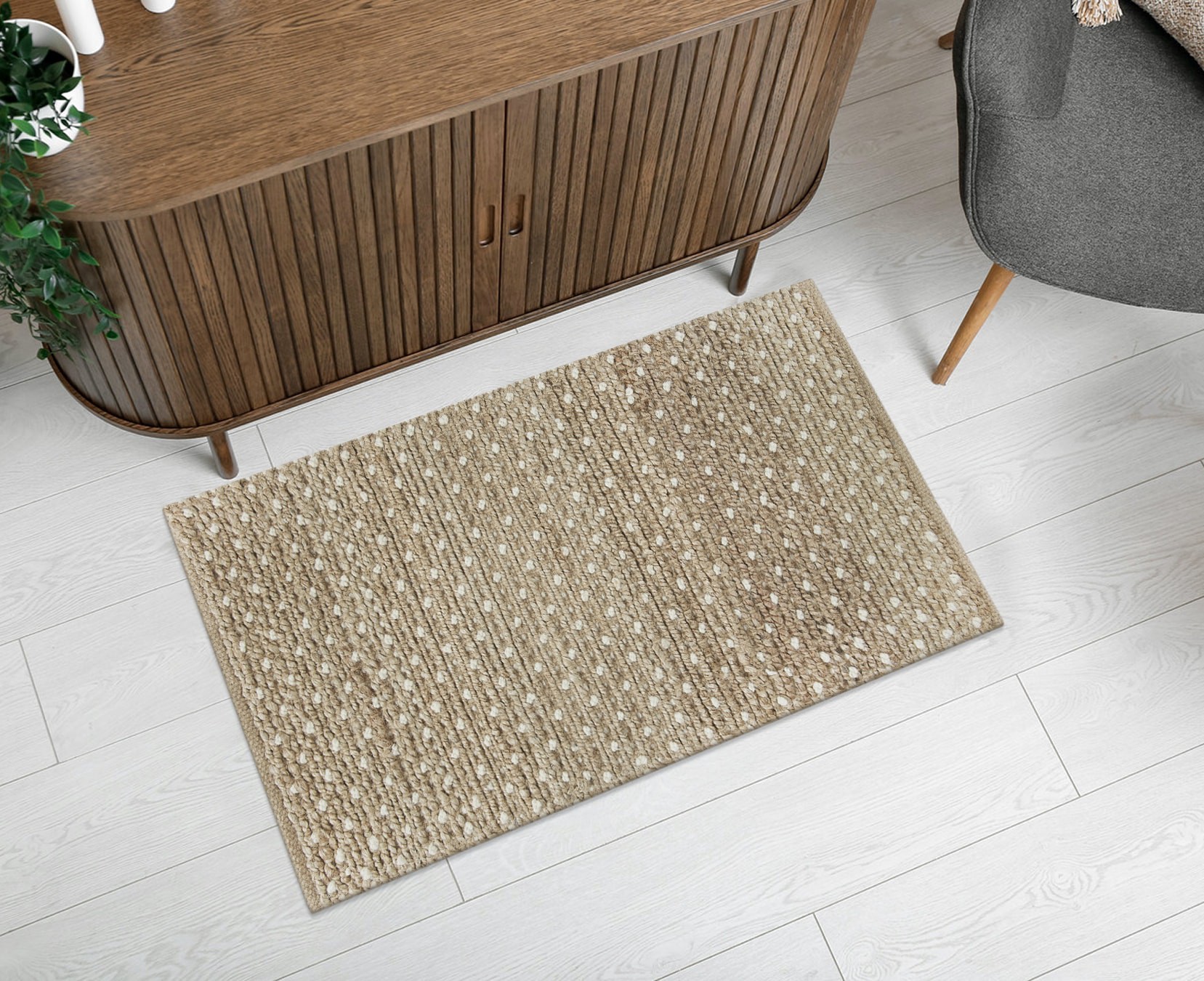 slide 1 of 6, allen + roth Speckled Dunes 2 x 3 (ft) Loomed Jute Natural Ivory Rectangular Indoor Throw rug, 1 ct