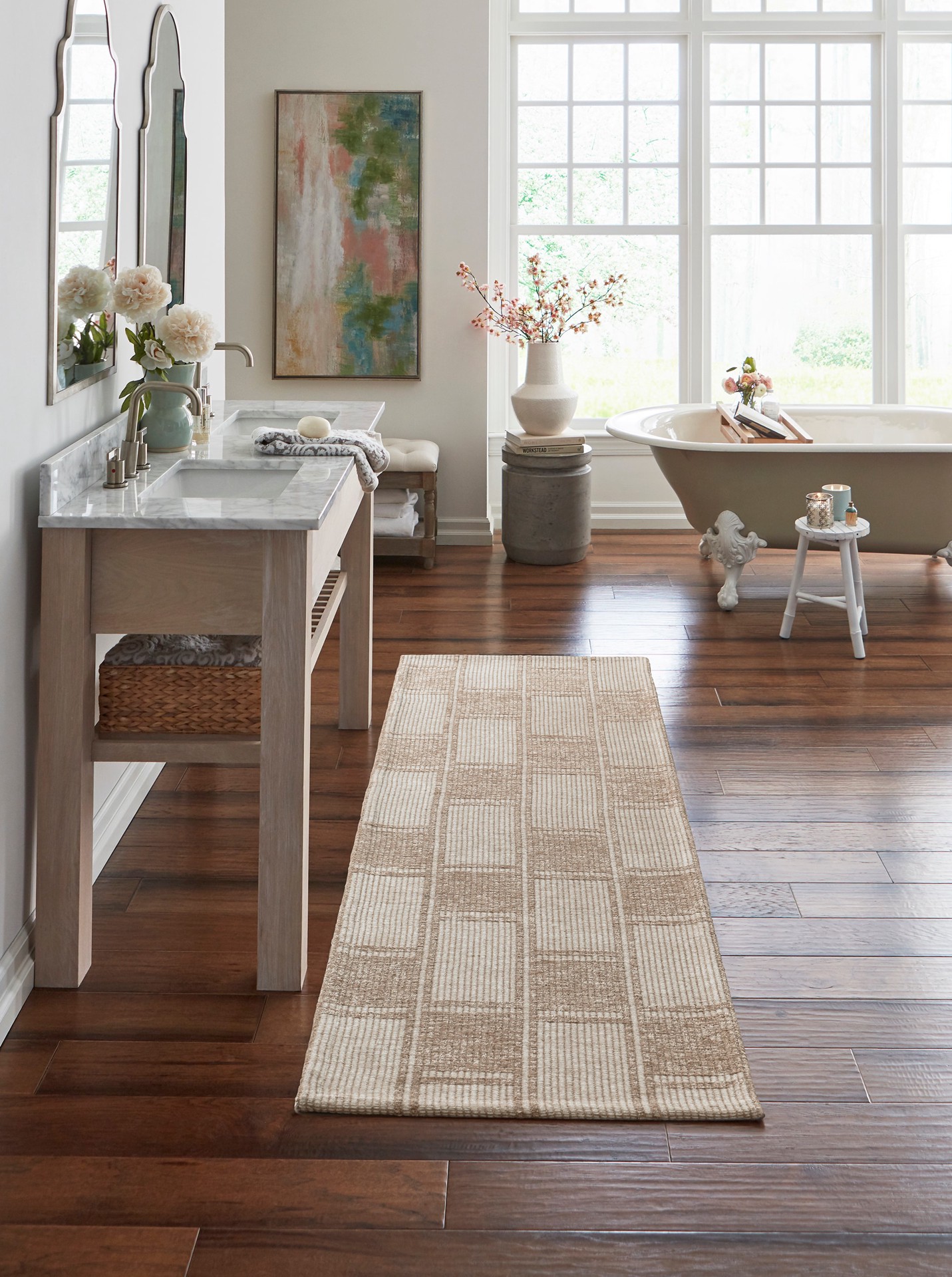 slide 1 of 6, allen + roth Sahara Checkmate 2 x 7 (ft) Loomed Prairie Taupe Rectangular Indoor Runner rug, 1 ct