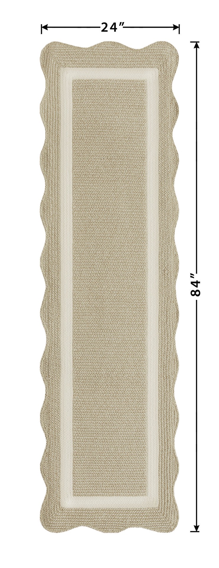 slide 6 of 6, allen + roth Wavy Wheat 2 x 7 (ft) Braided Natural Ivory Rectangular Indoor Runner rug, 1 ct