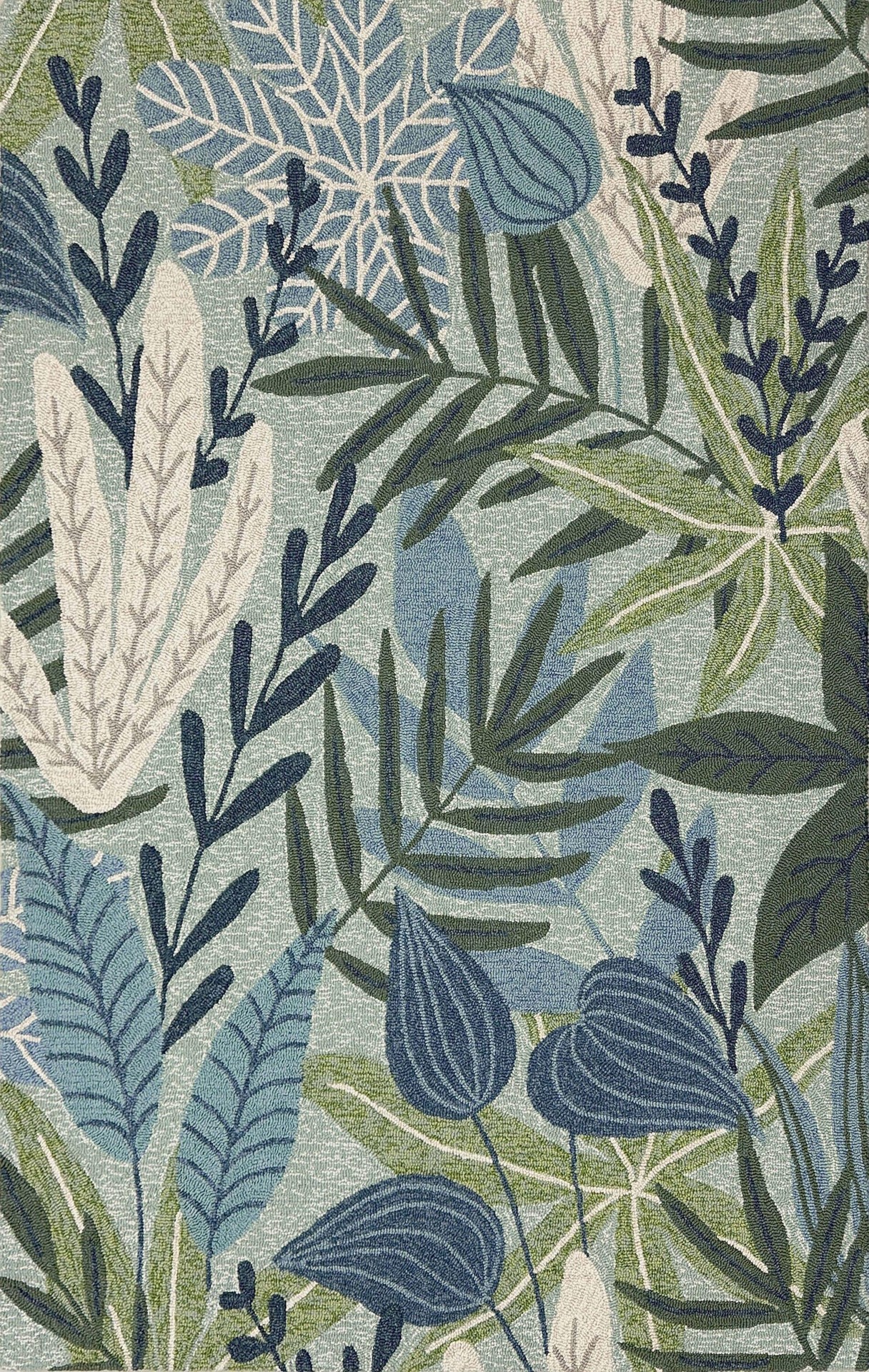 slide 2 of 6, allen + roth with STAINMASTER Botanical Veil 5 x 8 (ft) Tufted Green multi Rectangular Indoor/Outdoor Area rug, 1 ct