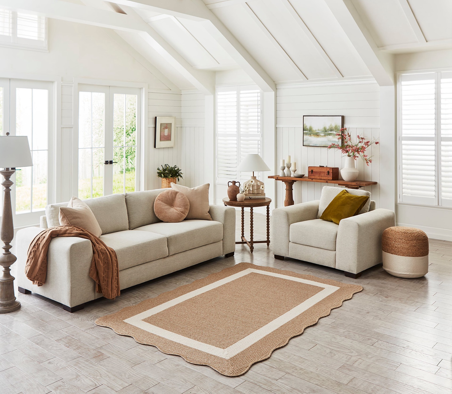 slide 1 of 6, allen + roth Wavy Wheat 5 x 8 (ft) Braided Natural Ivory Rectangular Indoor Area rug, 1 ct