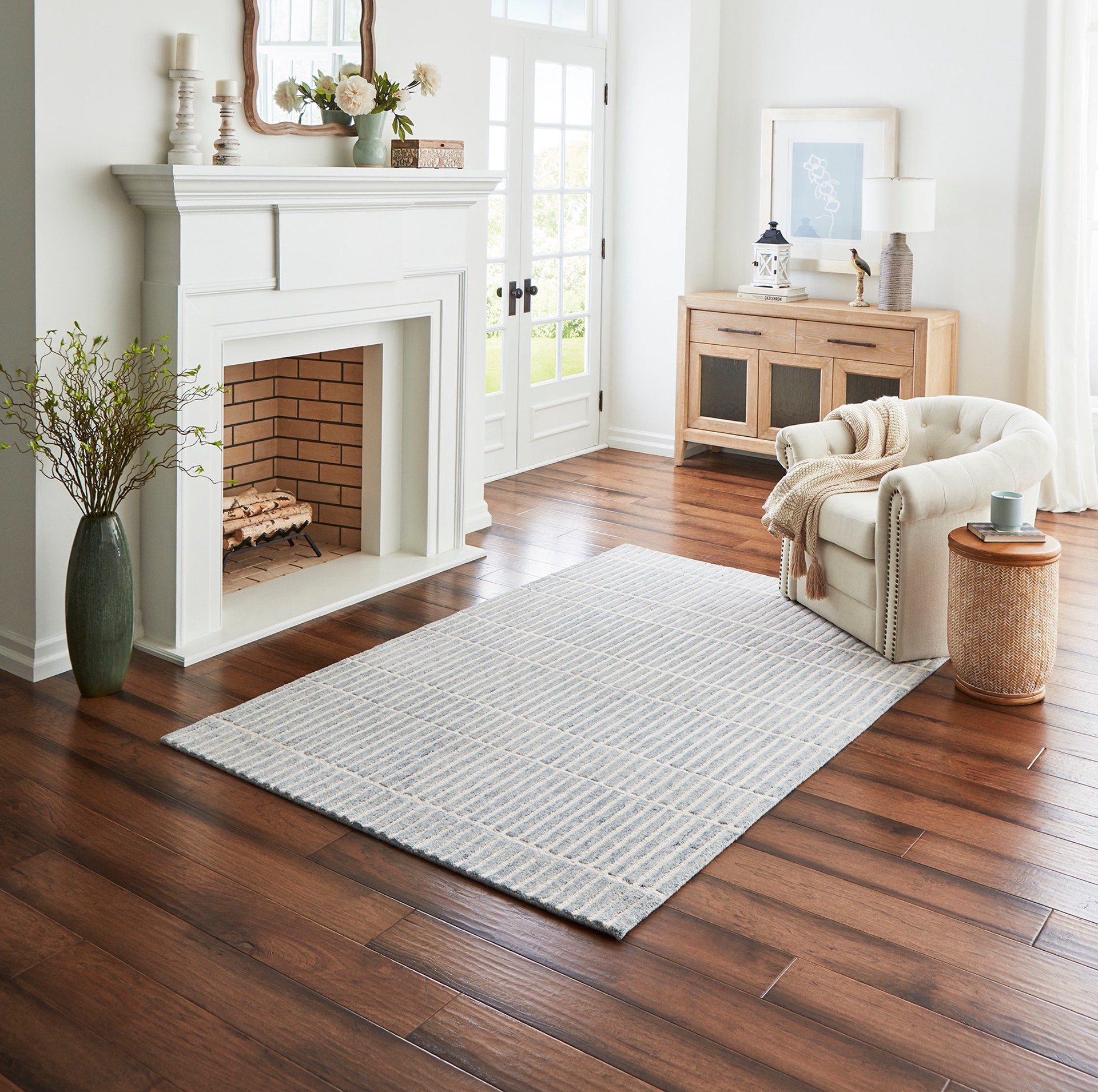 slide 1 of 6, allen + roth Serene Sails 5 X 8 (ft) Wool Blue Ivory Indoor Area Rug, 1 ct