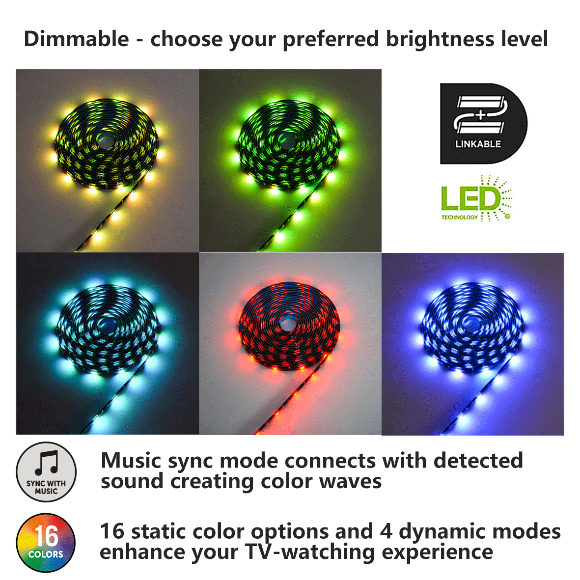 slide 3 of 6, Utilitech Indoor 16.4-ft LED Multicolor Strip Light, 1 ct