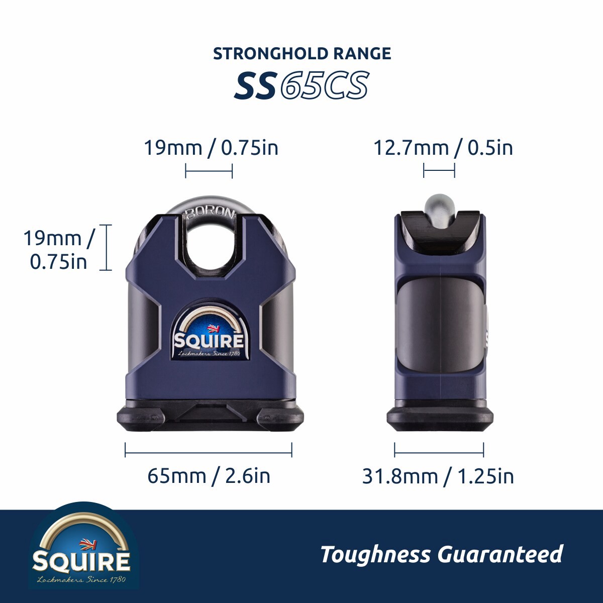 slide 4 of 5, Squire Locks Stronghold Keyed Padlock, 2-9/16-in Wide x 3/4-in Shackle, 1 ct