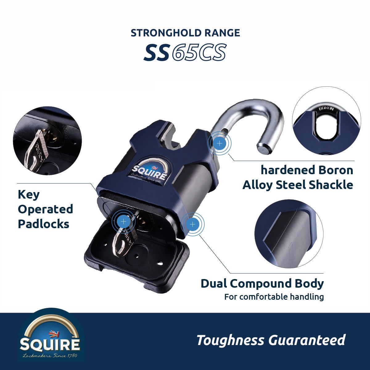 slide 5 of 5, Squire Locks Stronghold Keyed Padlock, 2-9/16-in Wide x 3/4-in Shackle, 1 ct