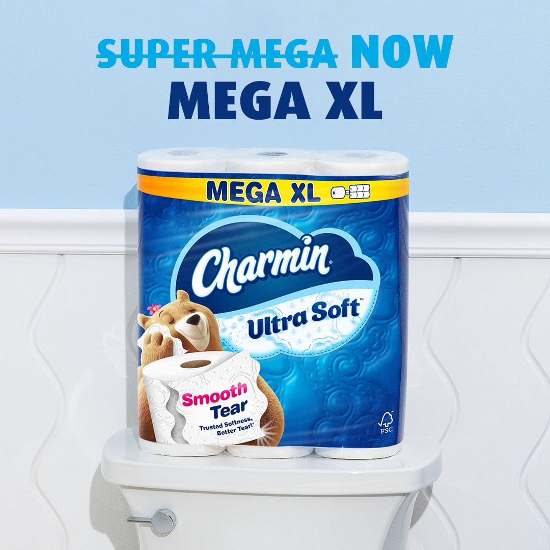 slide 2 of 6, Charmin Ultra Soft with Smooth Tear Mega XL 12 -Pack 2-ply Toilet Paper, 1 ct