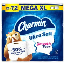 Charmin Ultra Soft with Smooth Tear Mega XL 12 -Pack 2-ply Toilet Paper
