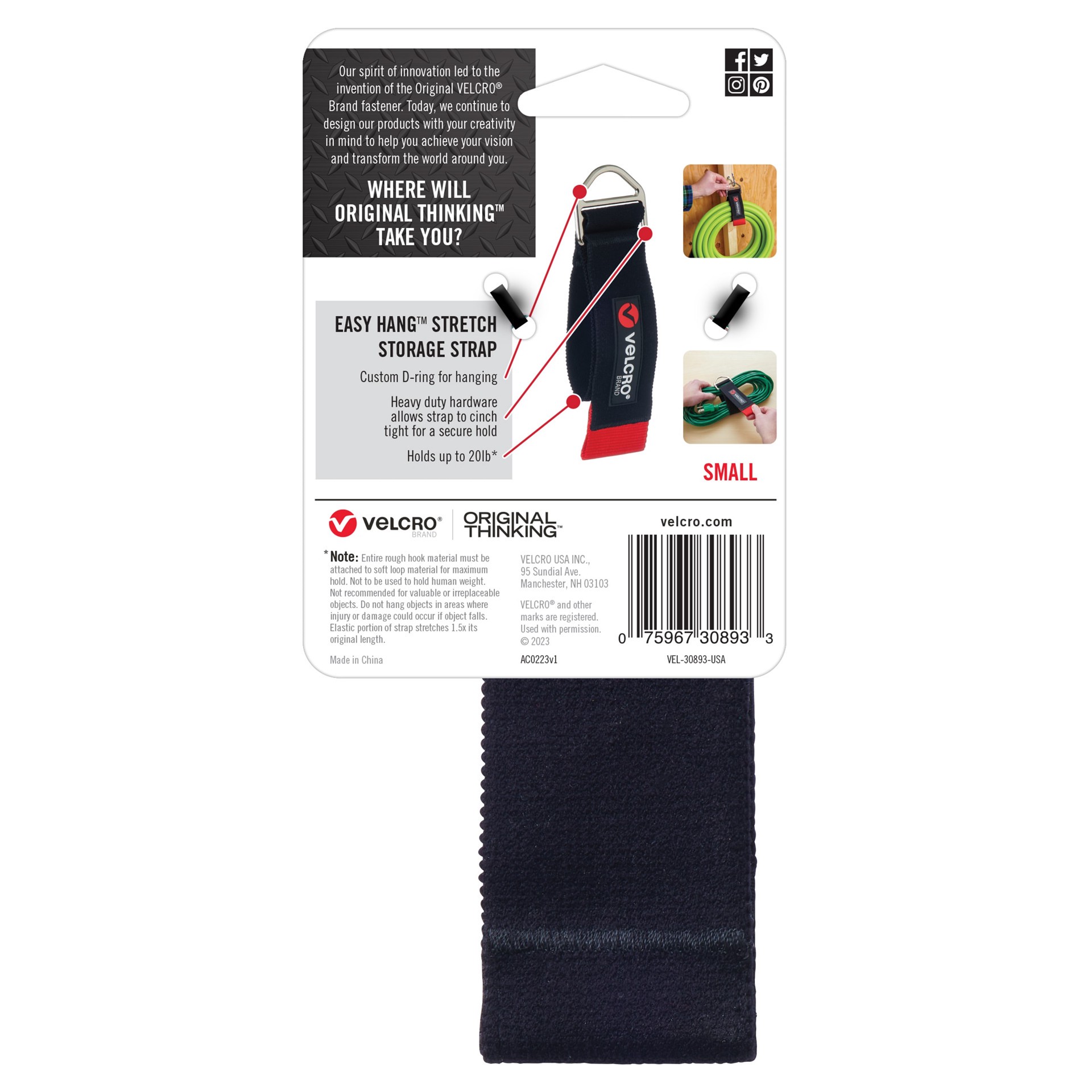 slide 2 of 4, VELCRO Brand EASYHANG Stretch Storage Strap 16-in Polyester Strap Wood to wood, 1 ct