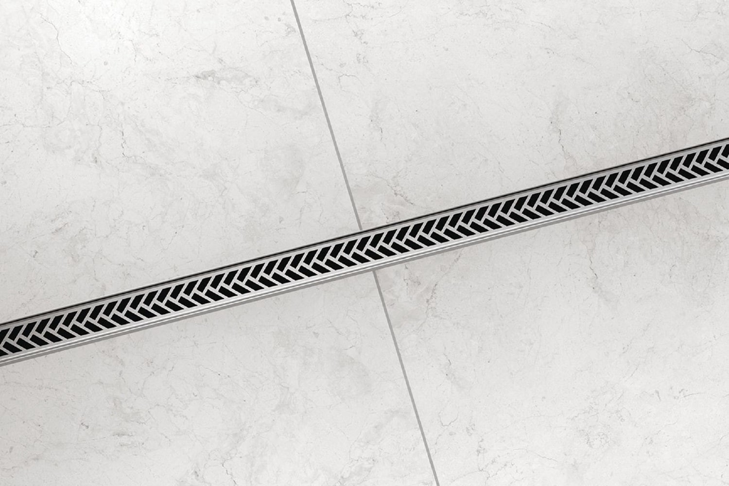 slide 4 of 6, Schluter Systems Kerdi-Line-Vario 48-in Grate Brushed Stainless Steel Herringbone, 1 ct