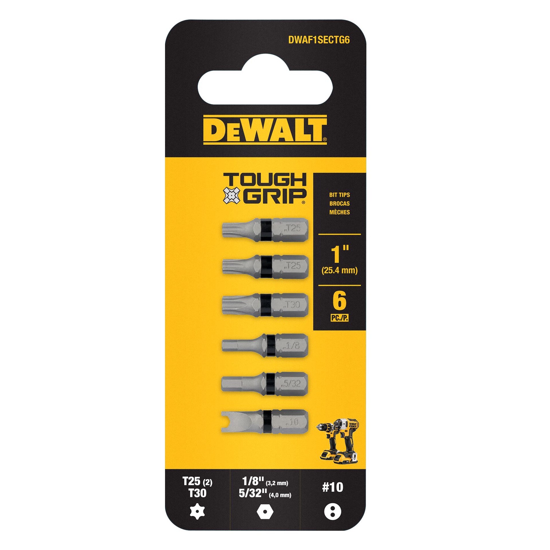 slide 4 of 6, DEWALT TOUGH GRIP Screwdriver Bit Set 6 -Piece, 1 ct