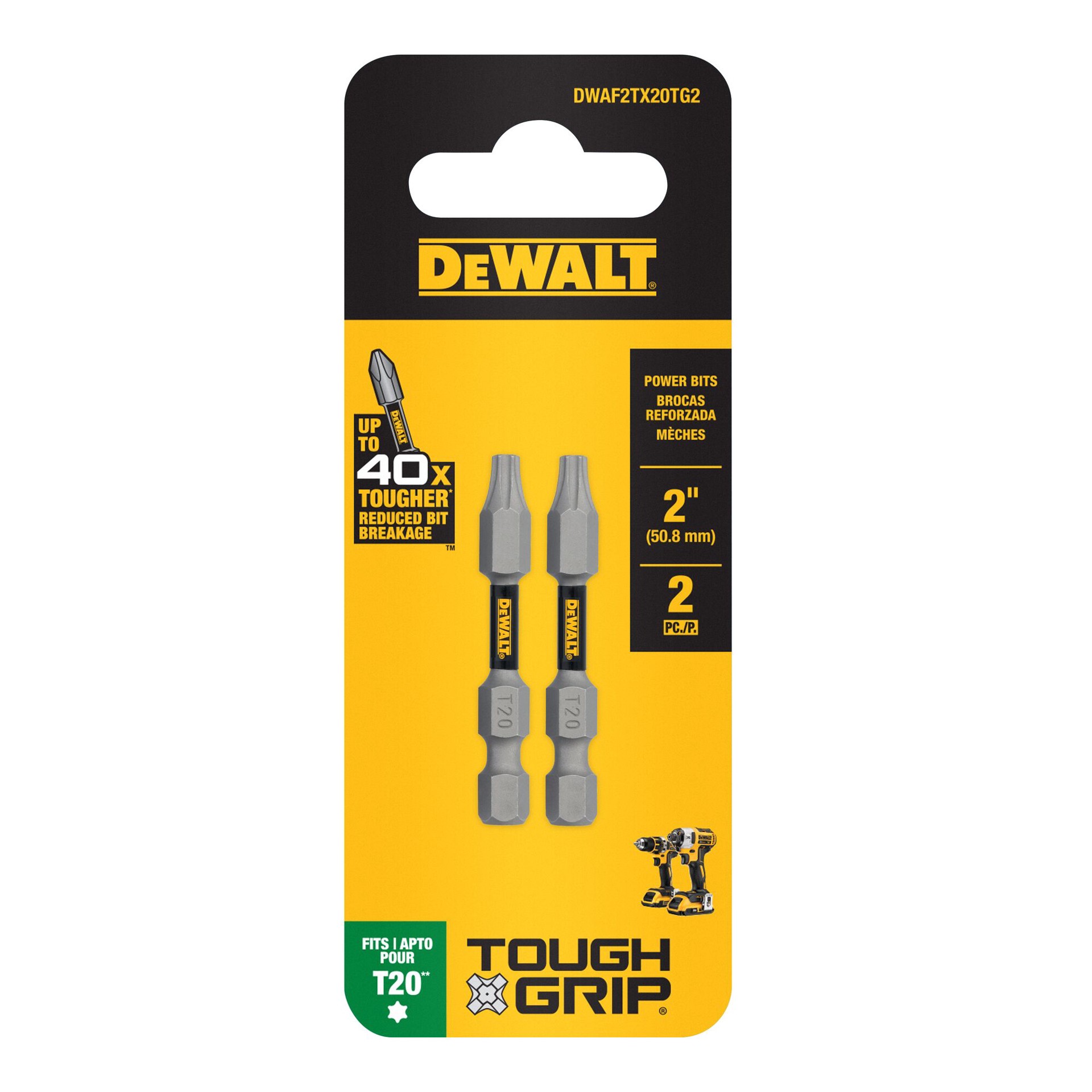 slide 4 of 6, DEWALT TOUGH GRIP 2-in T20 Torx Screwdriver Bit 2 -Piece, 1 ct