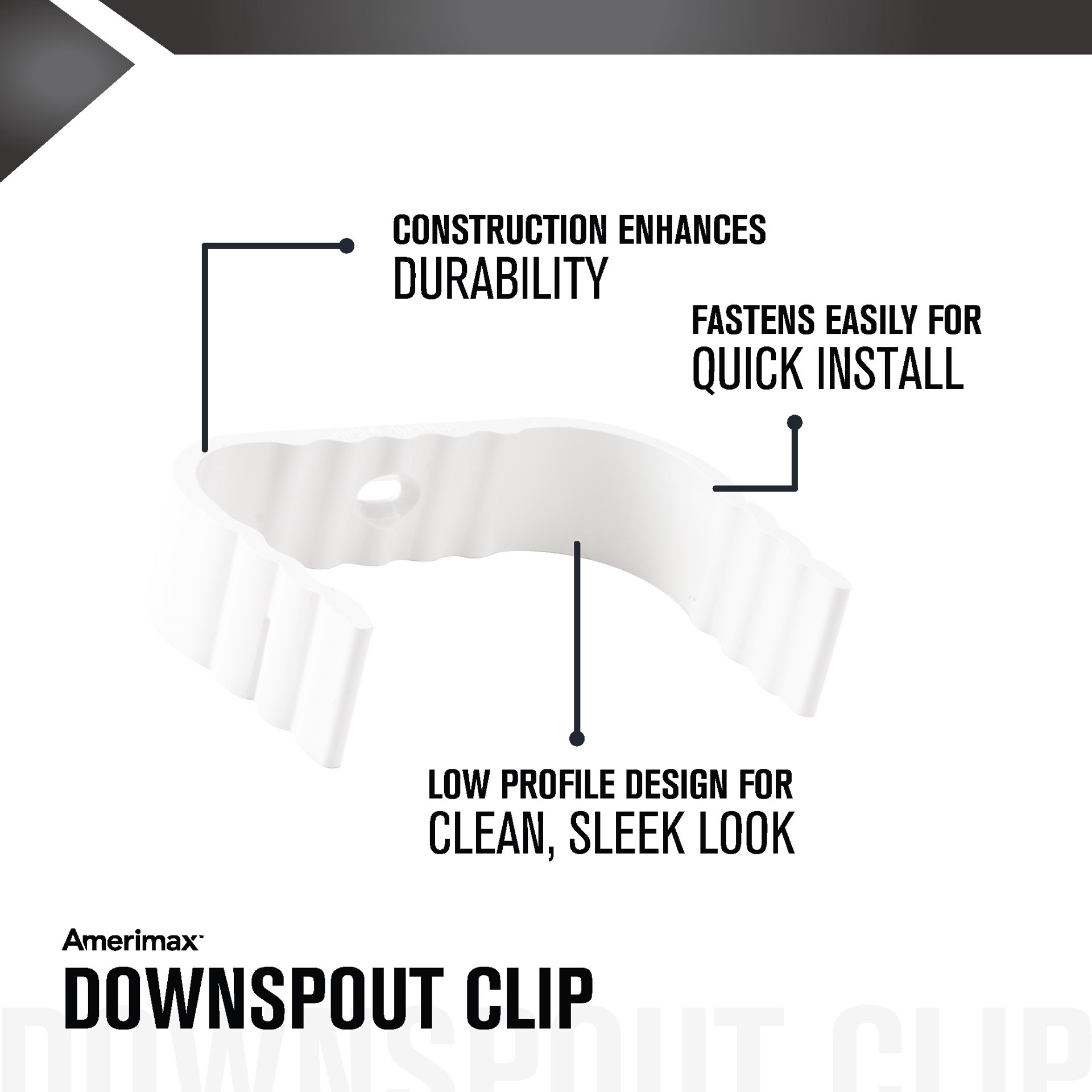 slide 2 of 5, Amerimax Traditional Vinyl 2-in White Downspout clip, 1 ct