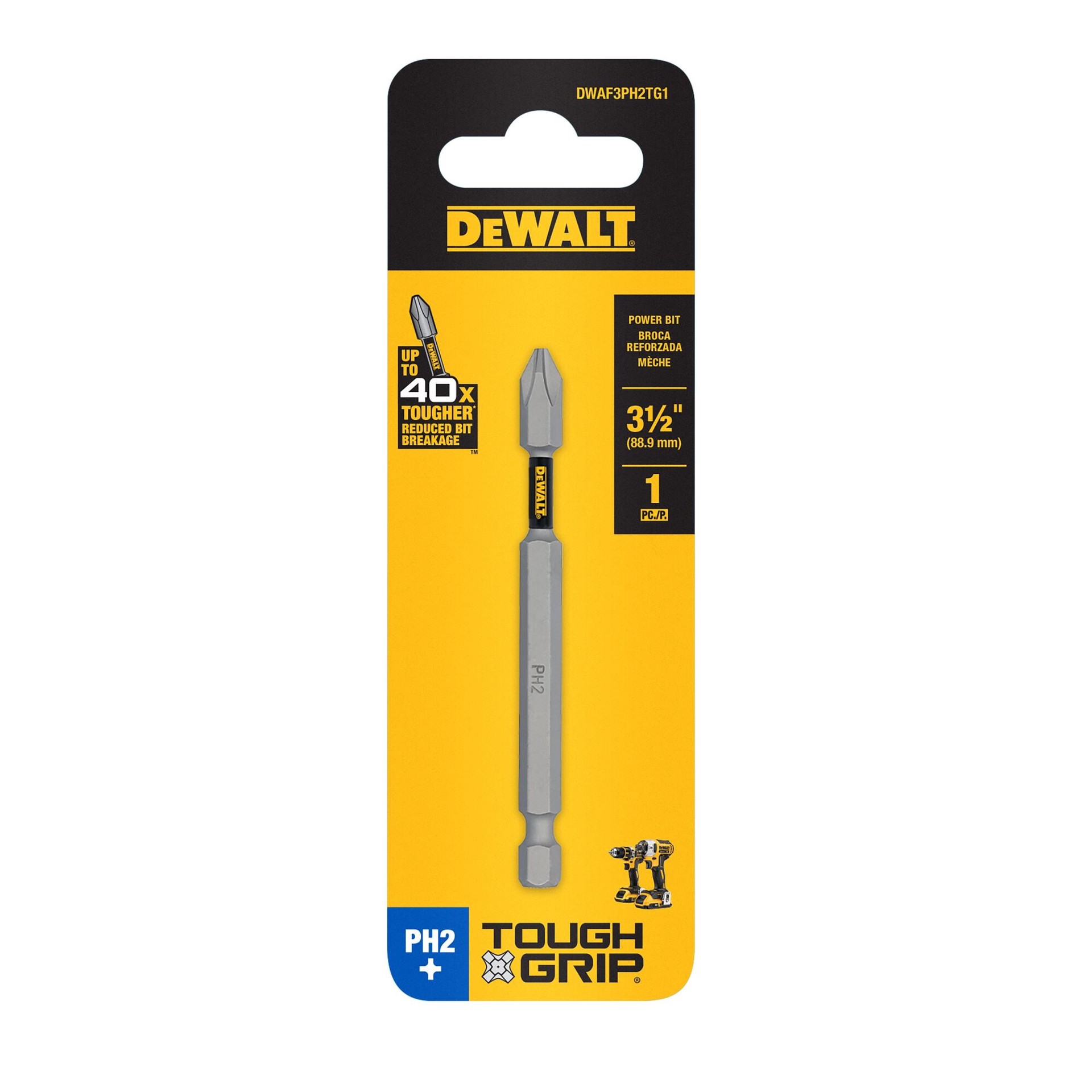 slide 4 of 6, DEWALT TOUGH GRIP 3-1/2-in #2 Phillips Screwdriver Bit, 1 ct