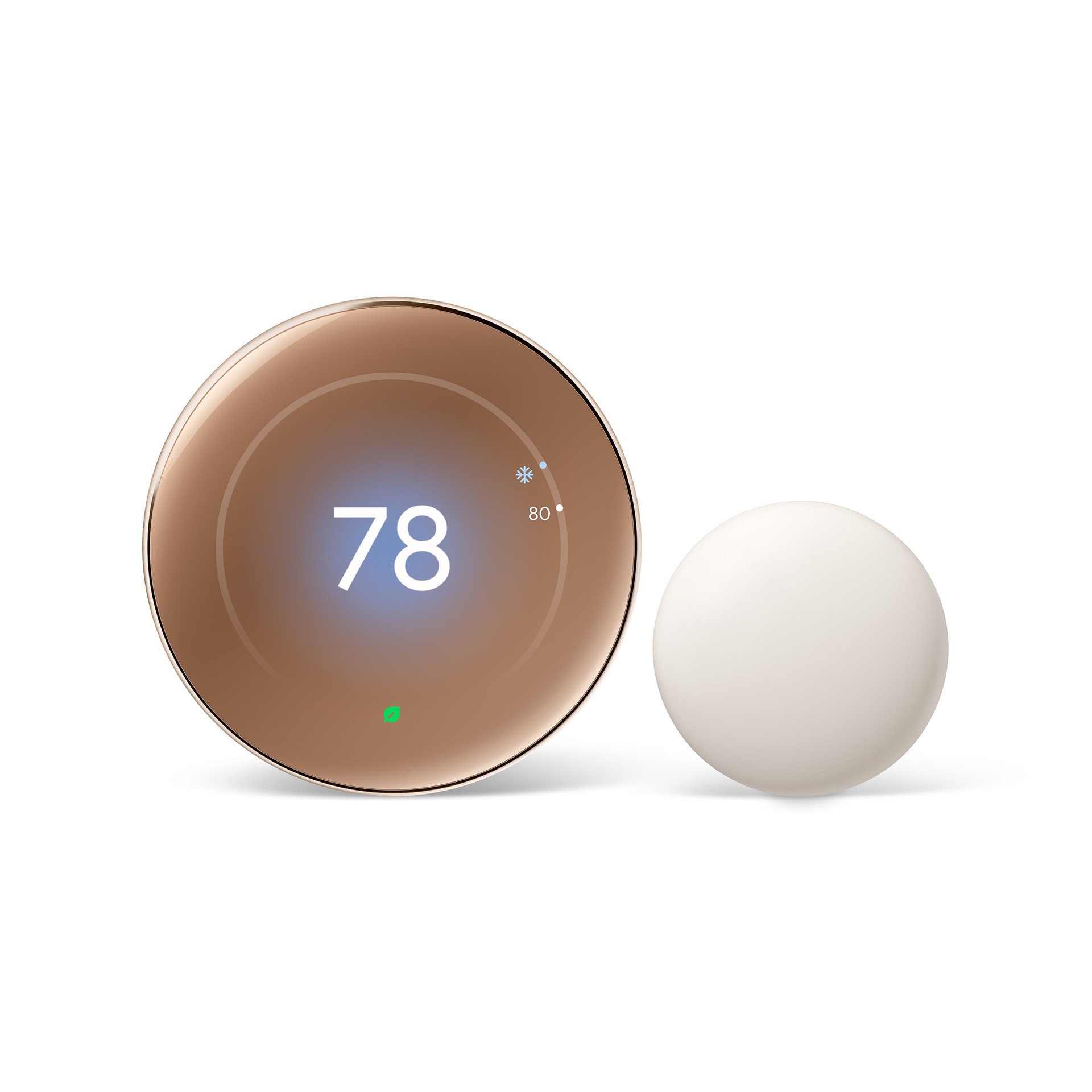 slide 1 of 6, Google Nest Learning Thermostat (4th Gen) with Temp Sensor - Polished Gold, 1 ct