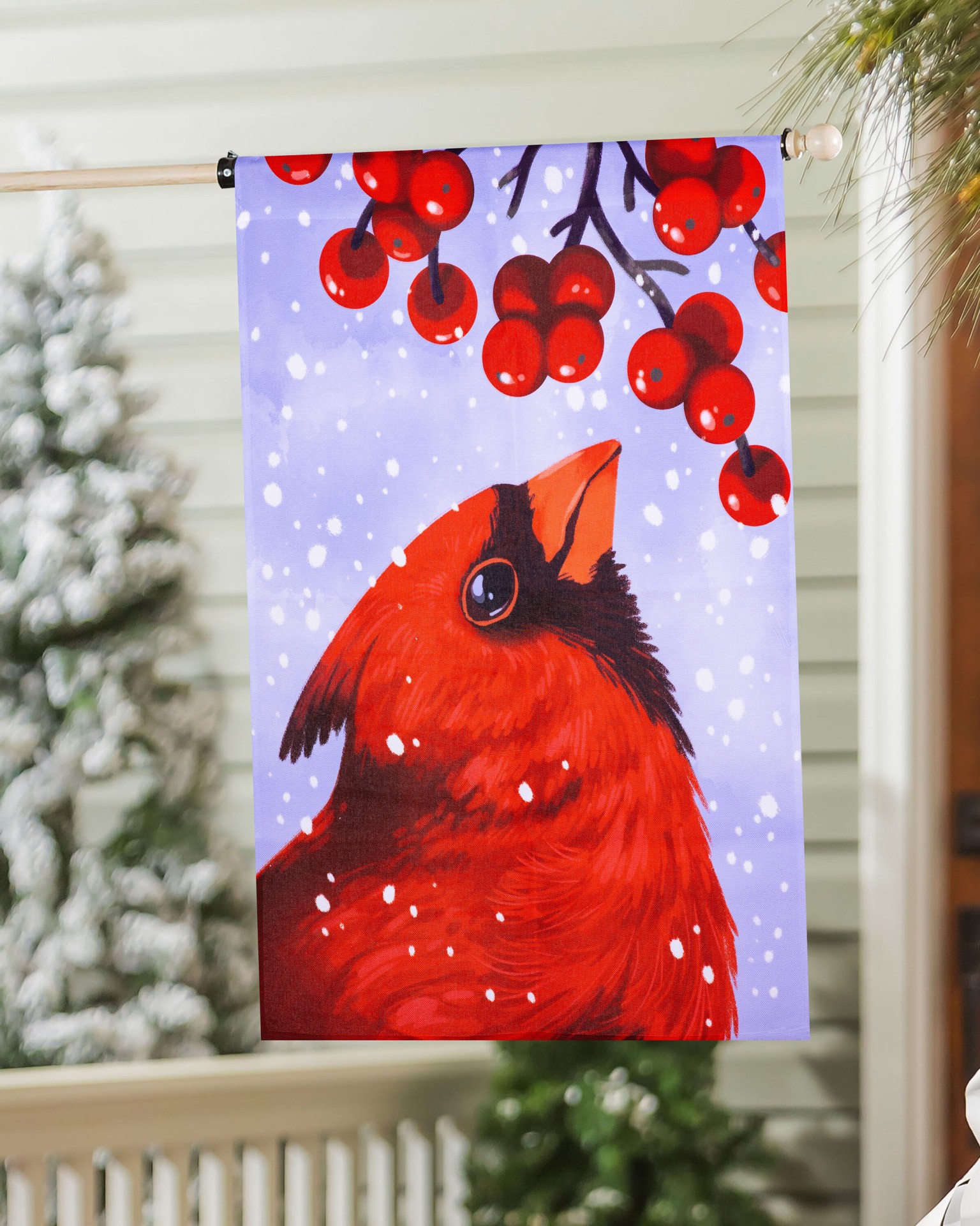 slide 3 of 6, Style Selections 2-ft W x 4-ft H Winter House flag, 1 ct
