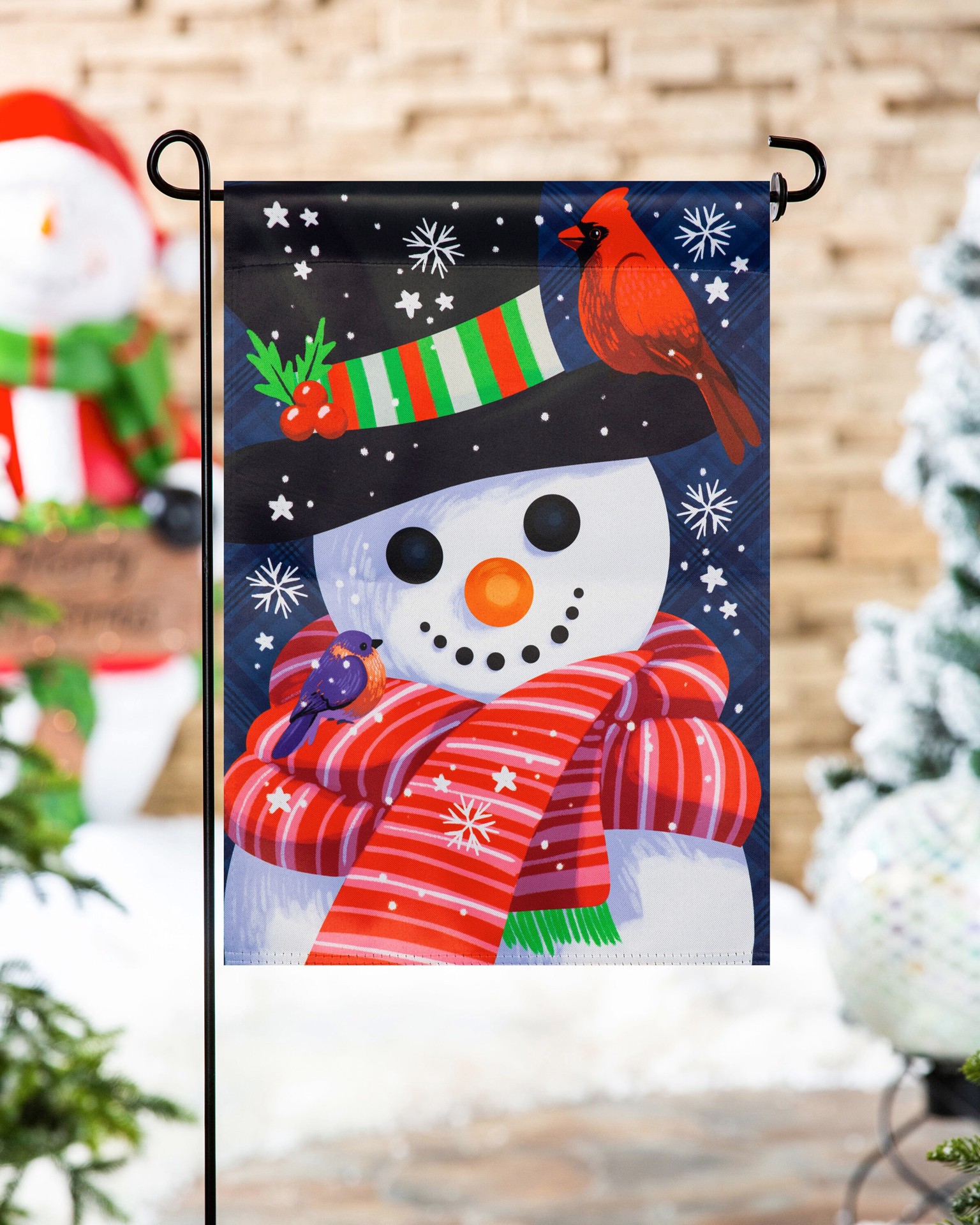 slide 4 of 6, Style Selections 1-ft W x 1.5-ft H Winter Garden flag, 1 ct