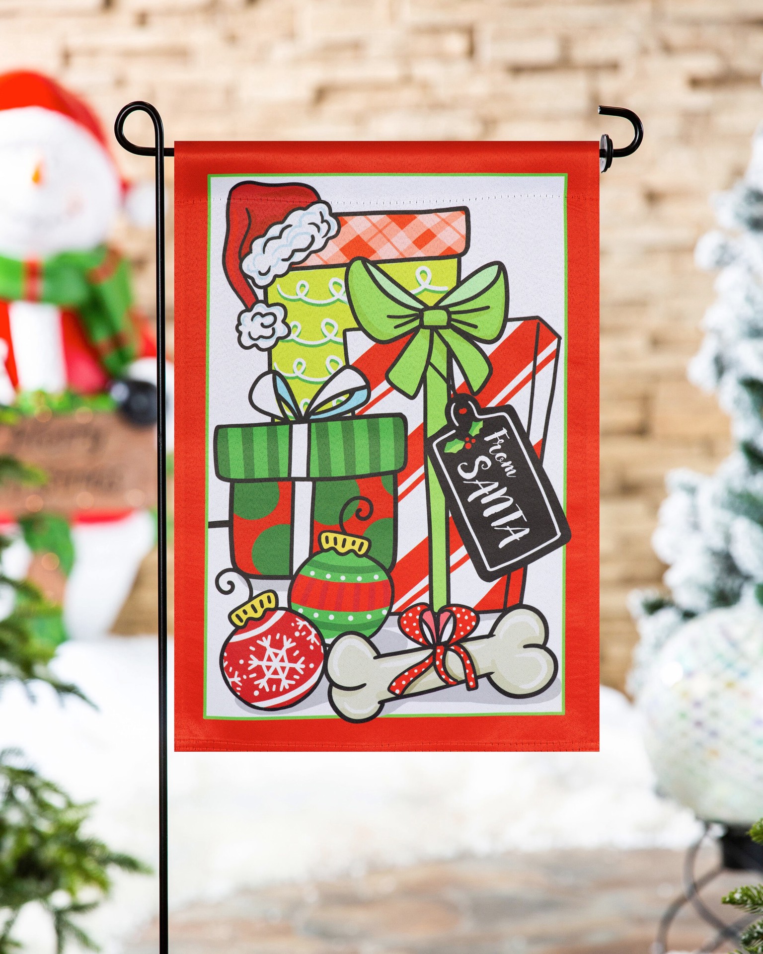 slide 4 of 6, Style Selections 1-ft W x 1.5-ft H Christmas Garden flag, 1 ct