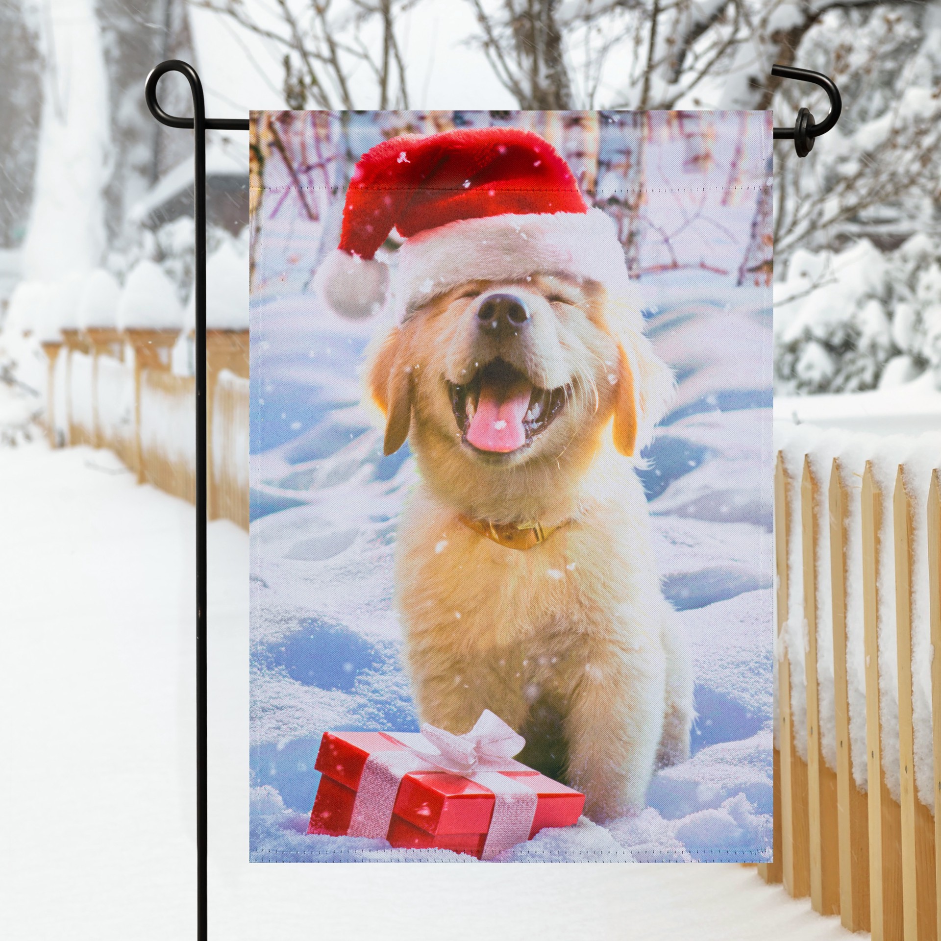 slide 4 of 6, Style Selections 1-ft W x 1.5-ft H Christmas Garden flag Kit, 1 ct