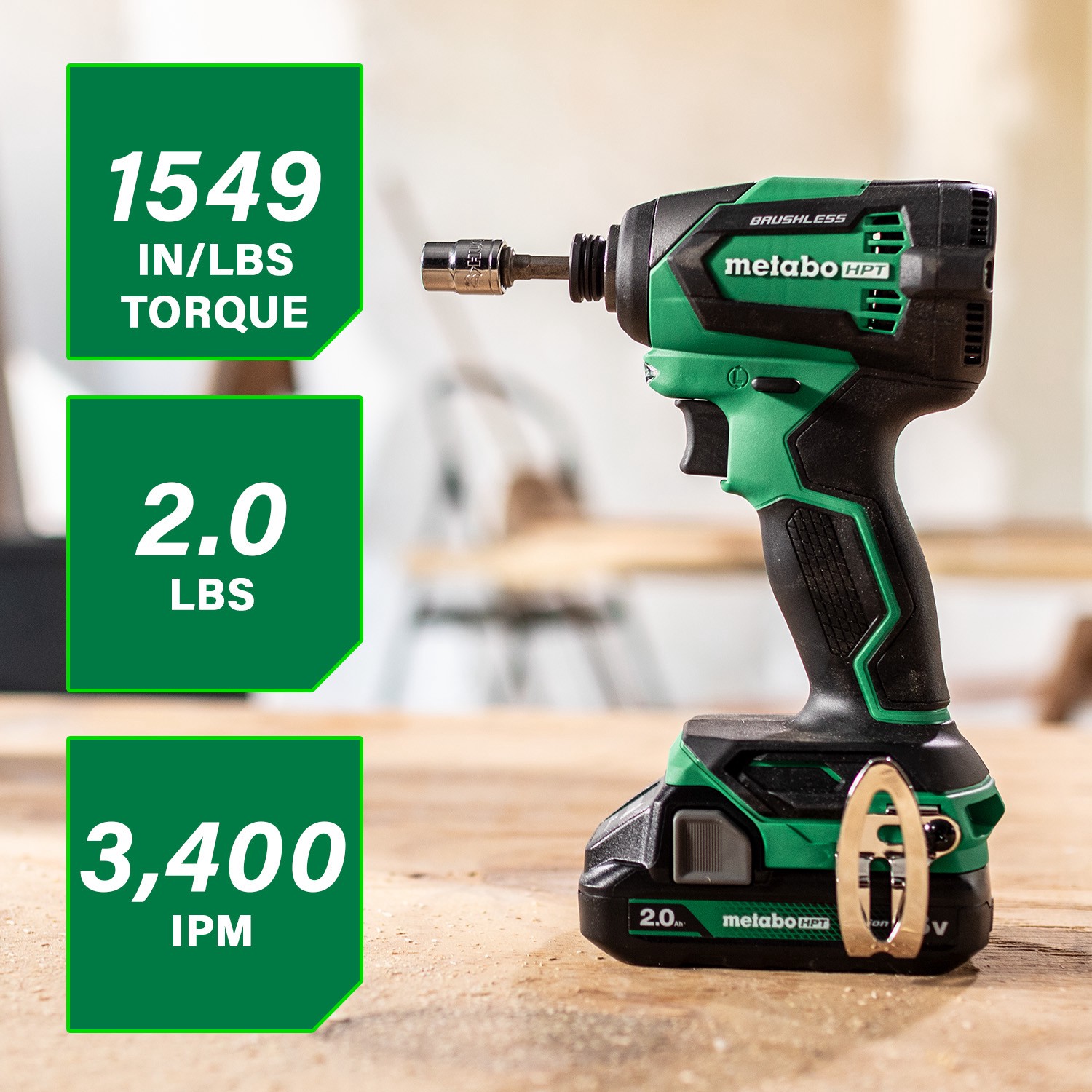 slide 2 of 6, Metabo HPT 18-volt 1/4-in Brushless Cordless Impact Driver (Battery Included and Charger Included and Soft Bag included), 1 ct