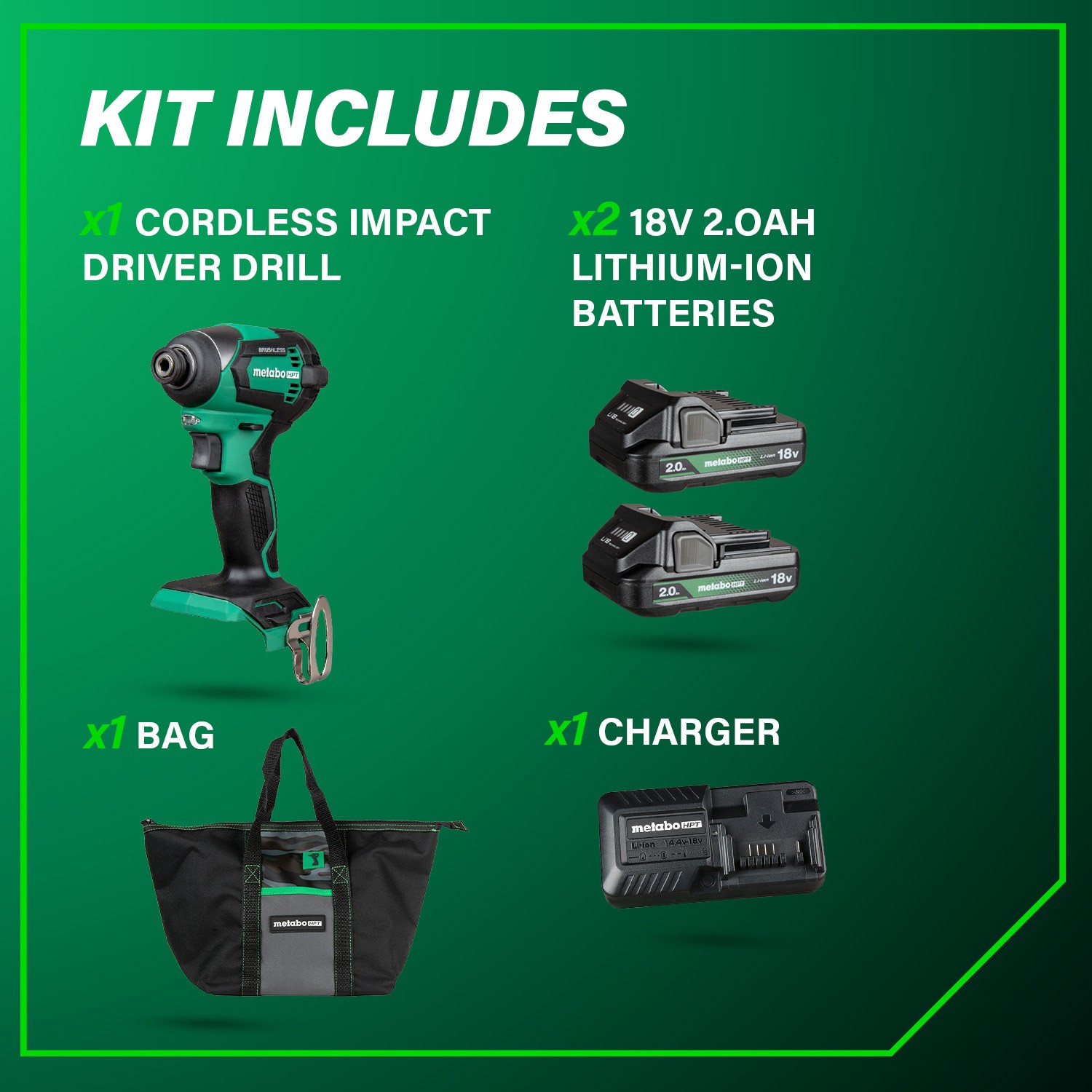 slide 5 of 6, Metabo HPT 18-volt 1/4-in Brushless Cordless Impact Driver (Battery Included and Charger Included and Soft Bag included), 1 ct