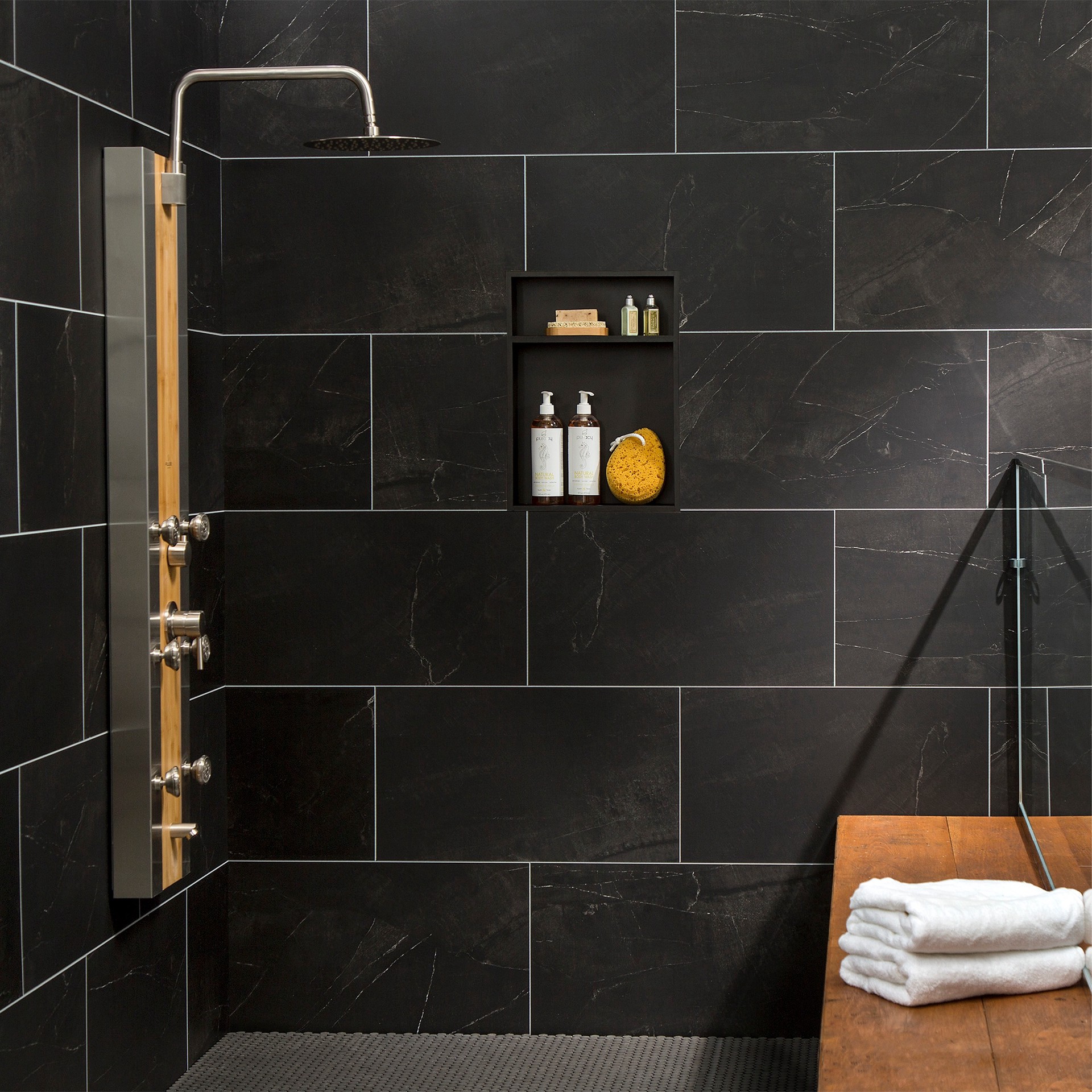 slide 2 of 6, PALISADE Black Ice 23-in x 11-in Matte PVC Wall Tile ( 17.9-sq ft Carton ), 1 ct