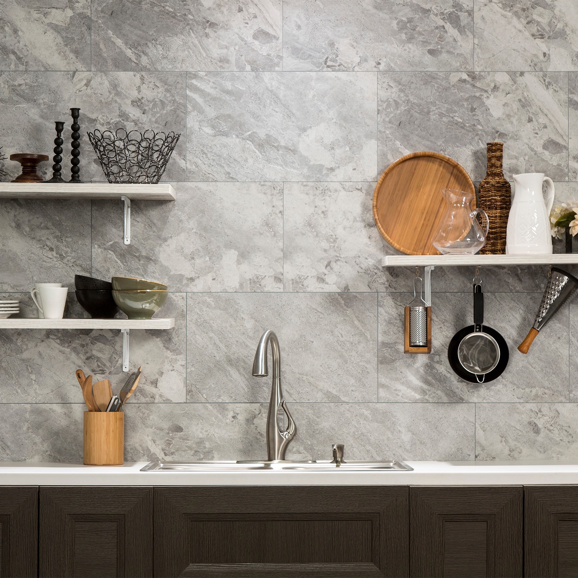 slide 3 of 6, PALISADE Silver Lake 23-in x 11-in Matte PVC Wall Tile ( 17.9-sq ft Carton ), 1 ct