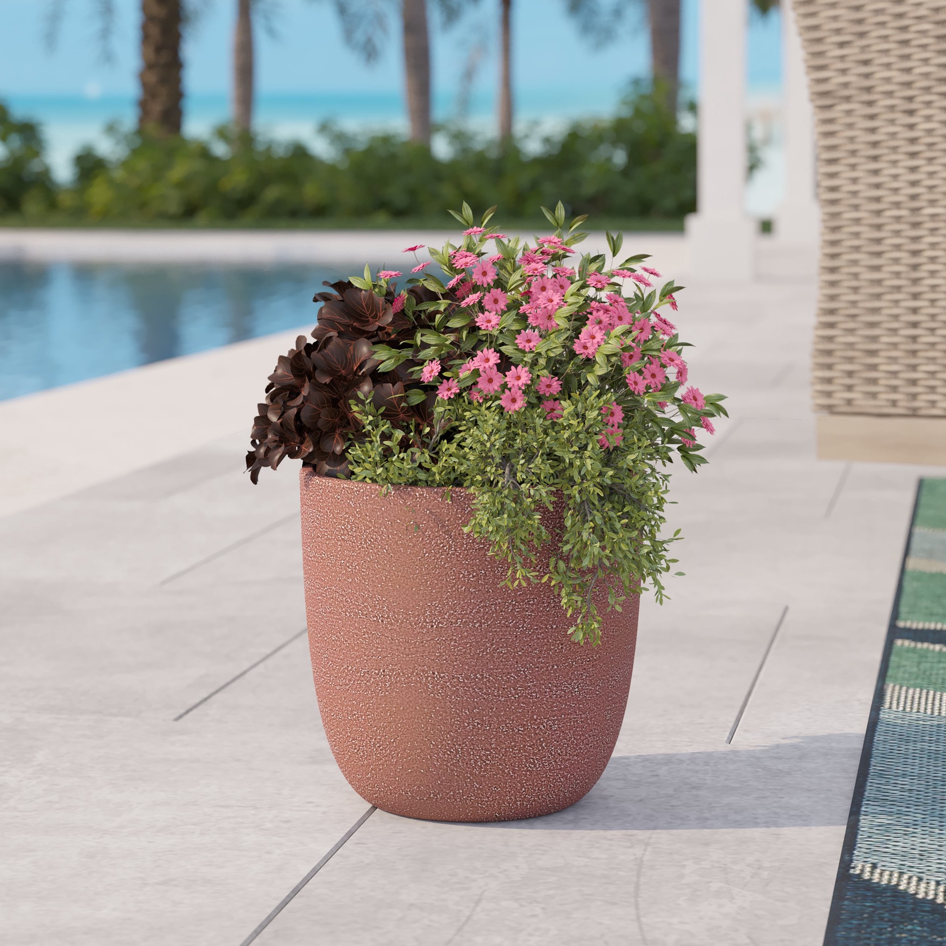slide 2 of 5, allen + roth Round 8.3-in W x 8.66-in L Red Terracotta Indoor/Outdoor Planter, 1 ct