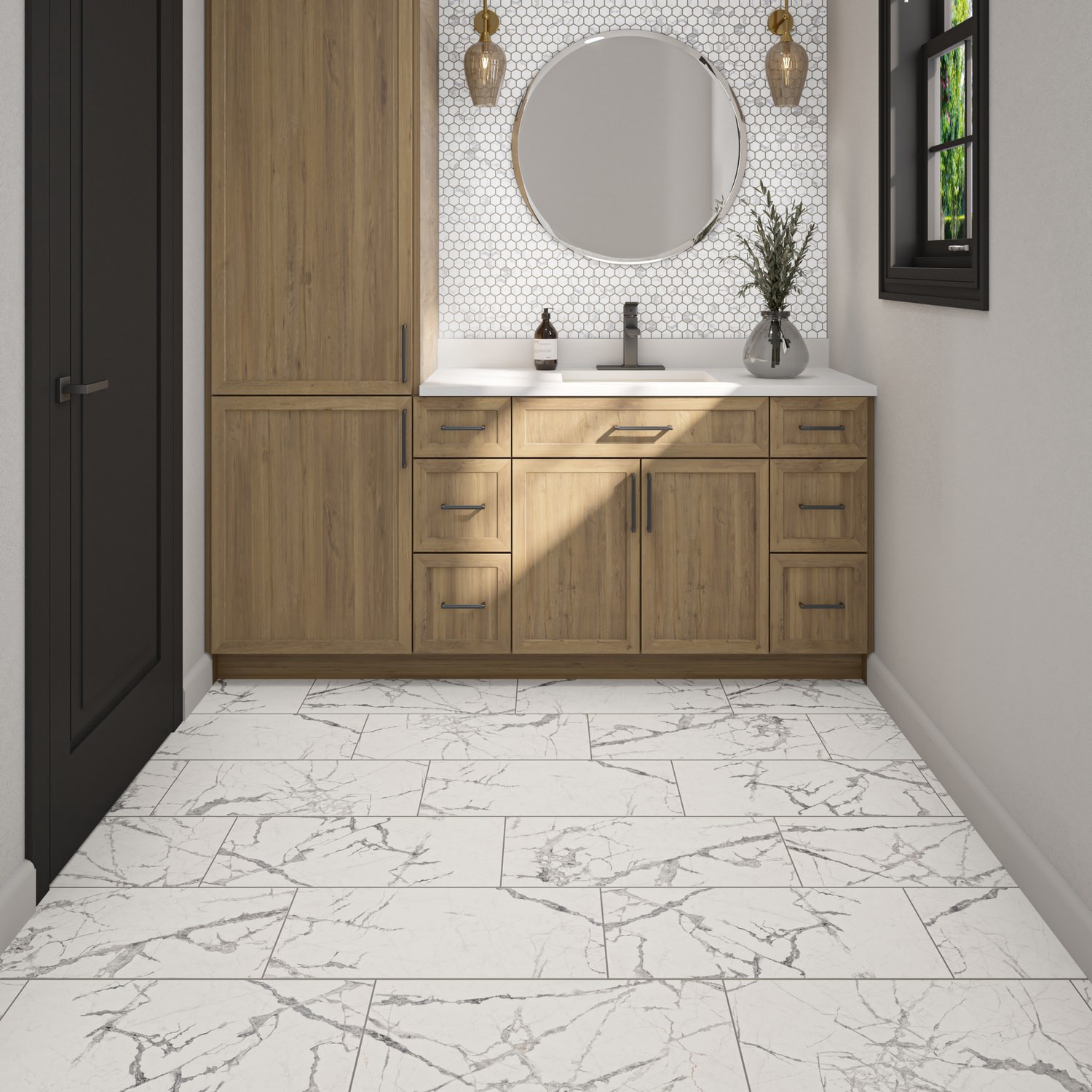 slide 2 of 6, STAINMASTER Picasso Grey 10-in x 12-in Matte Ceramic Hexagon Mosaic Floor and Wall Tile ( 0.81-sq ft Piece ), 1 ct