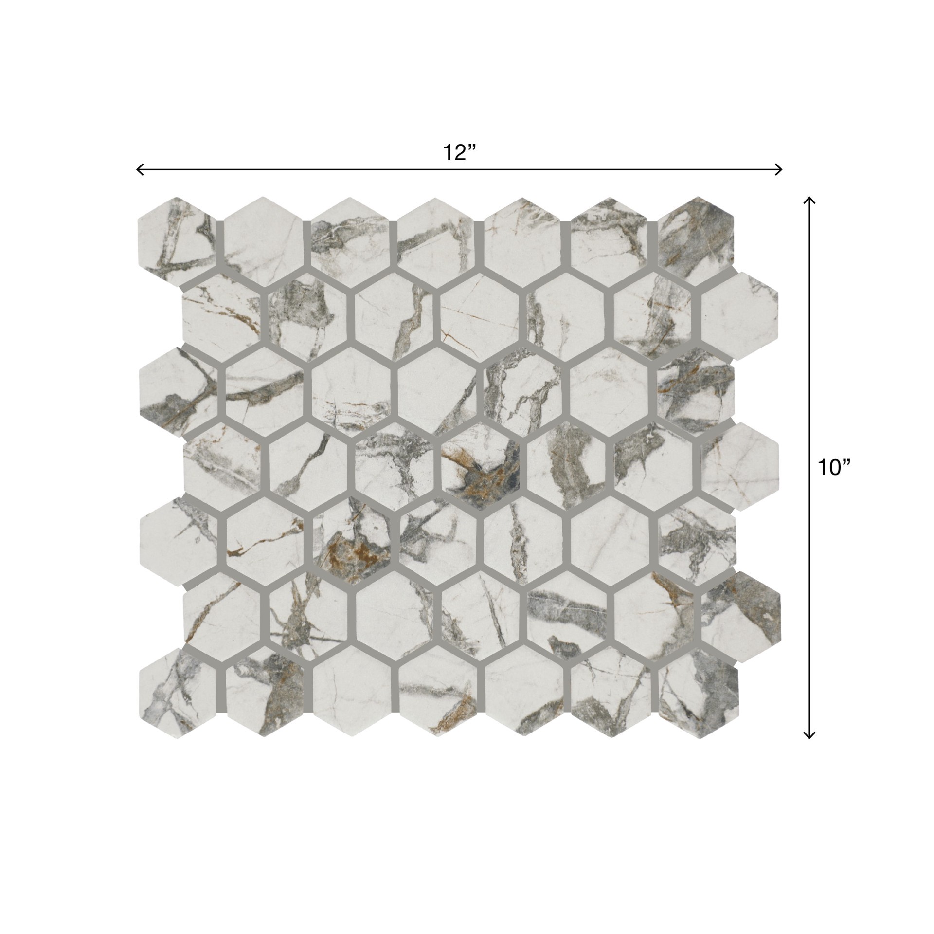 slide 6 of 6, STAINMASTER Picasso Grey 10-in x 12-in Matte Ceramic Hexagon Mosaic Floor and Wall Tile ( 0.81-sq ft Piece ), 1 ct