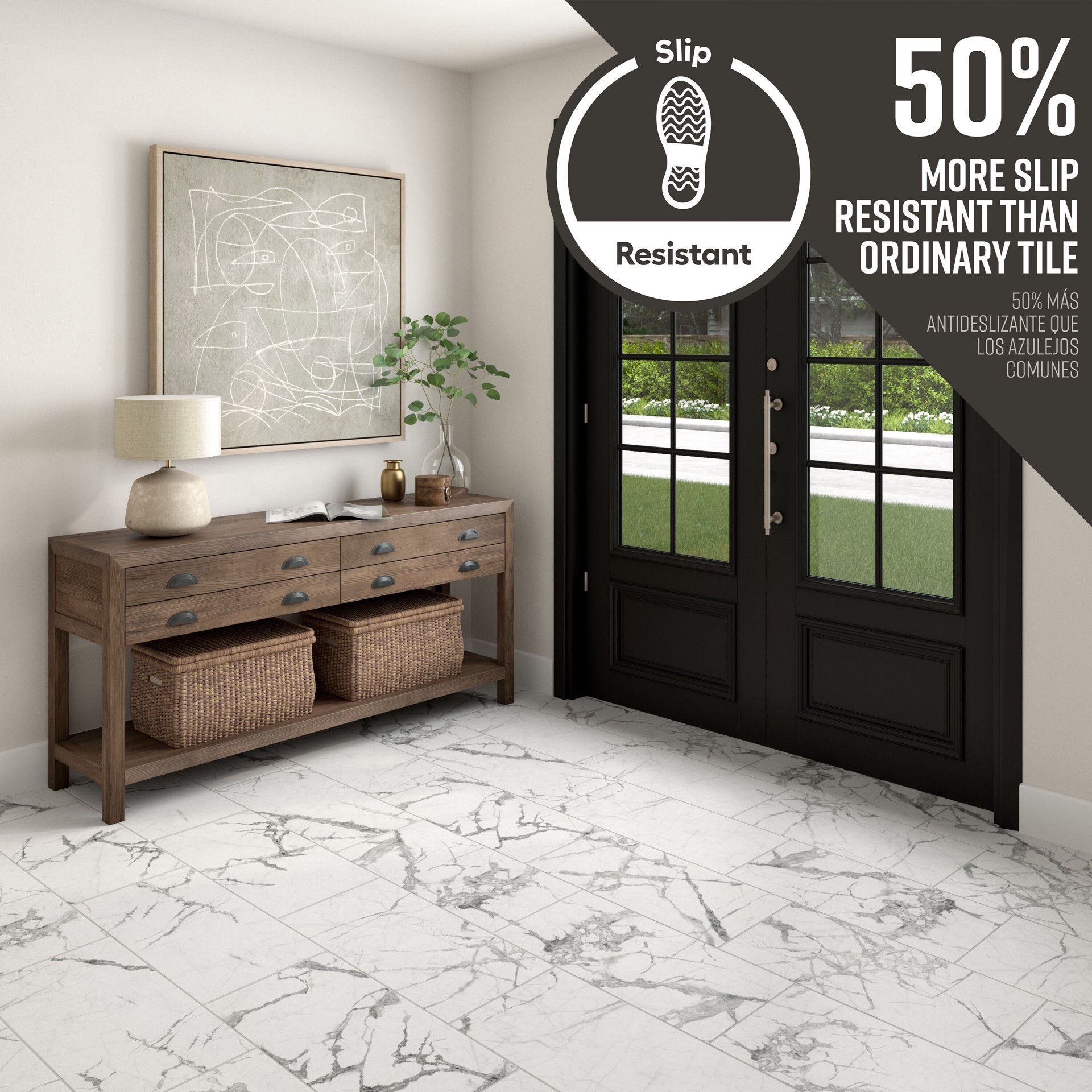slide 3 of 6, STAINMASTER Picasso Grey 12-in x 24-in Matte Porcelain Floor and Wall Tile ( 1.95-sq ft Piece ), 1 ct