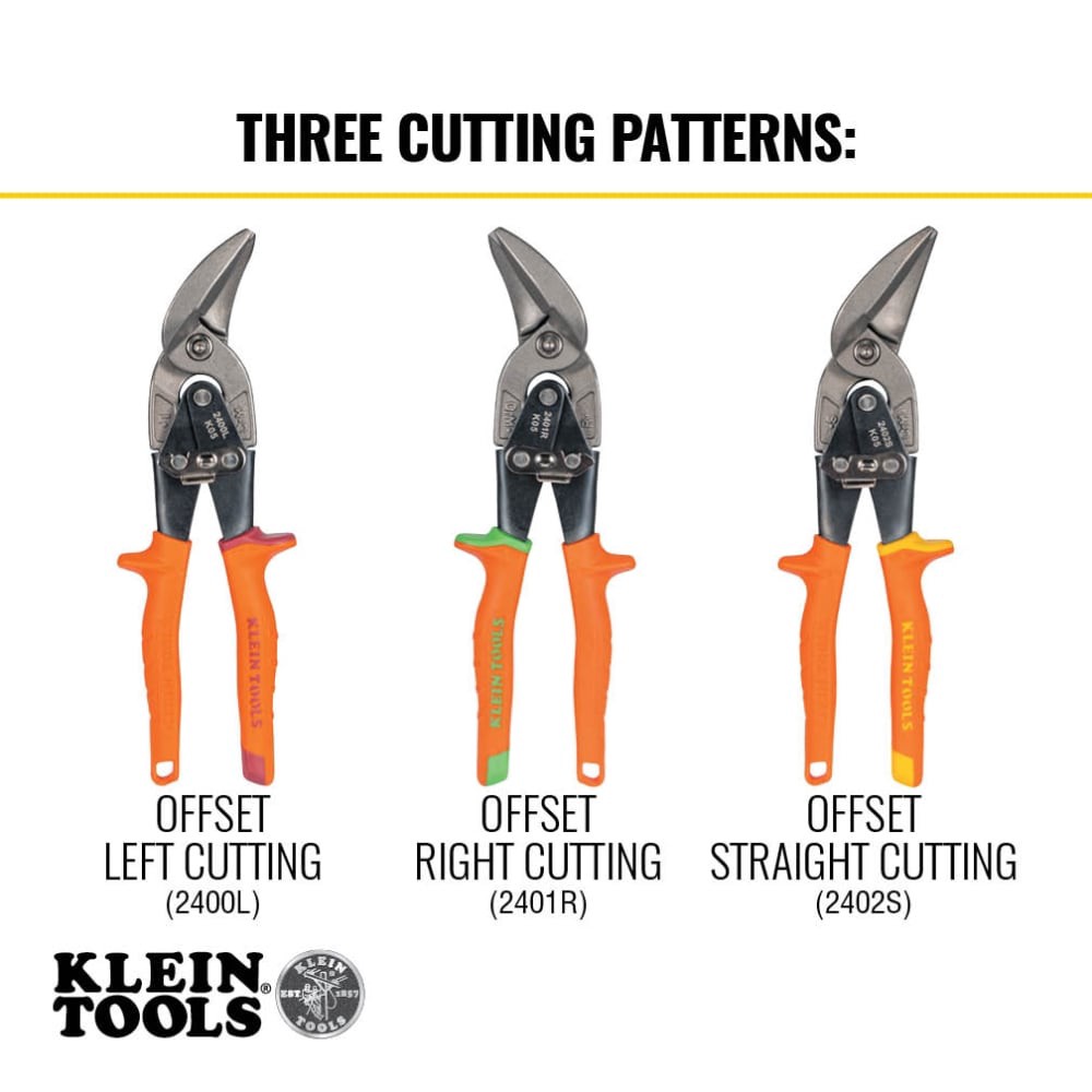 slide 4 of 6, Klein Tools Offset Straight-Cutting Aviation Snips, 1 ct