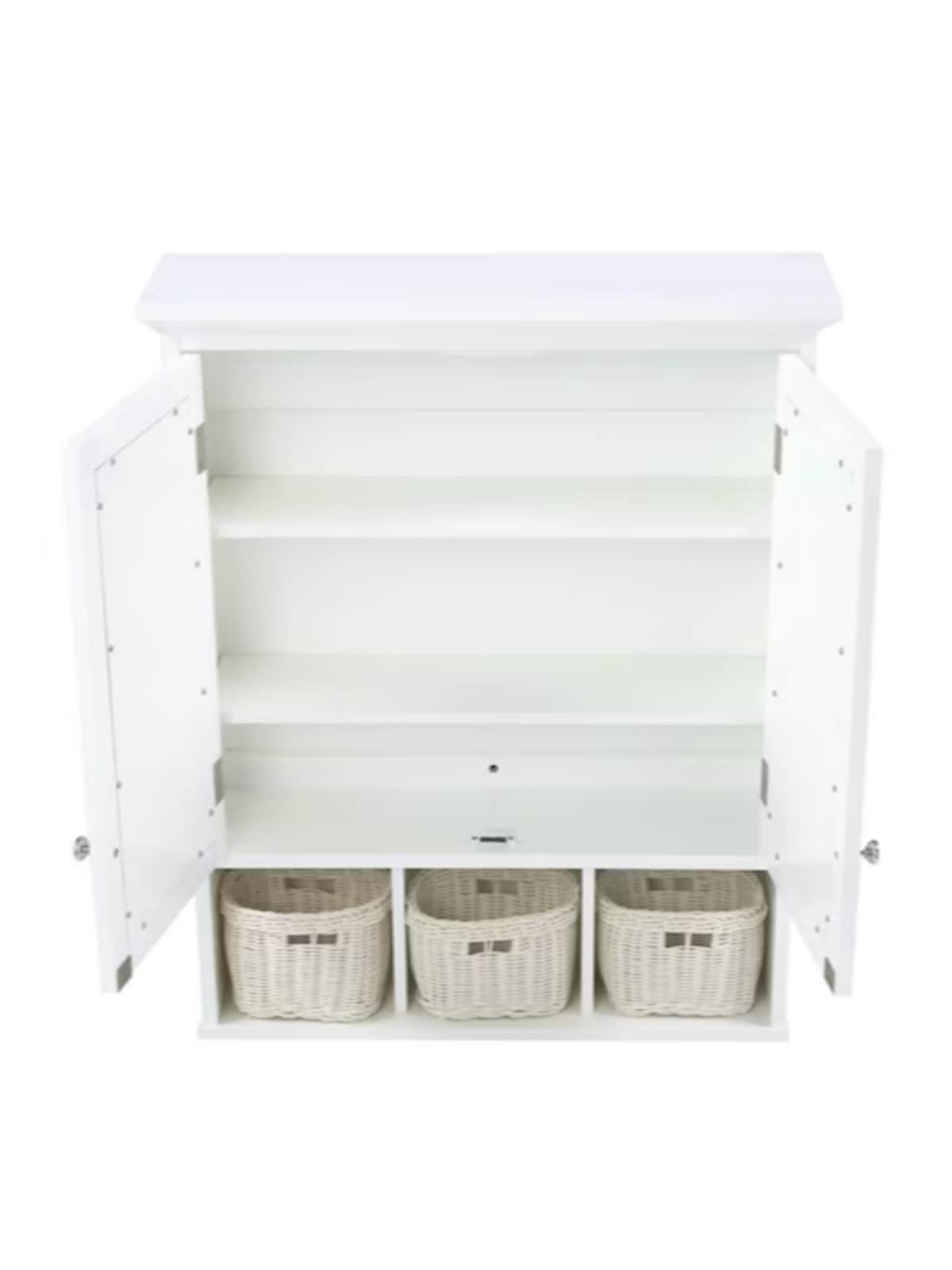 slide 3 of 5, allen + roth 24.75-in x 30.25-in Surface Mount White Mirrored Rectangle Medicine Cabinet, 1 ct