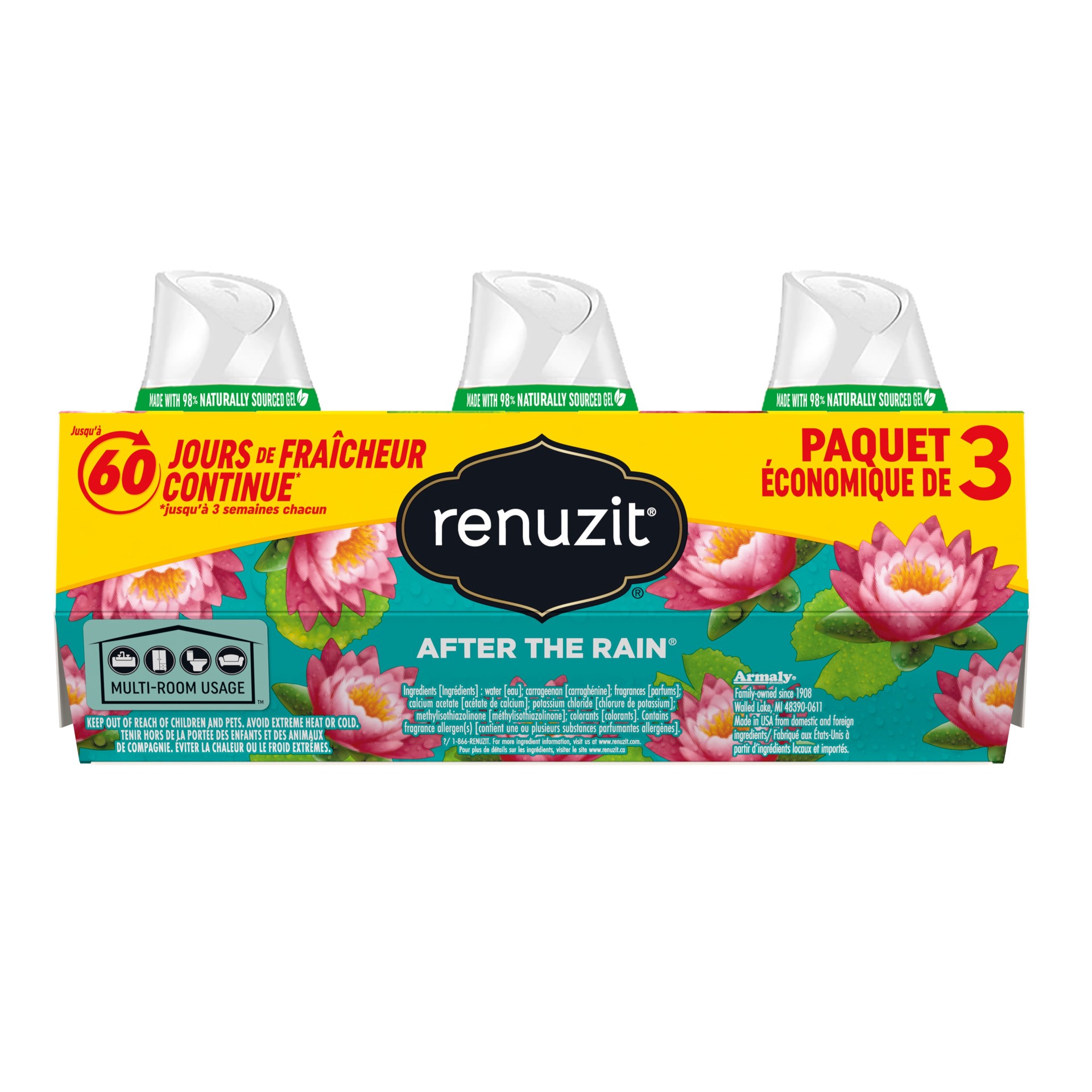 slide 2 of 6, Renuzit 7 -oz After the Rain Air Freshener 3 -Pack, 1 ct