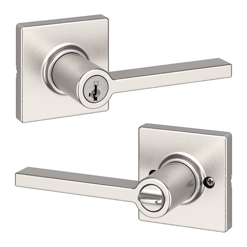 slide 1 of 6, Kwikset Casey Satin Nickel Interior or Keyed Entry Door Handle ft. SmartKey Security, 1 ct