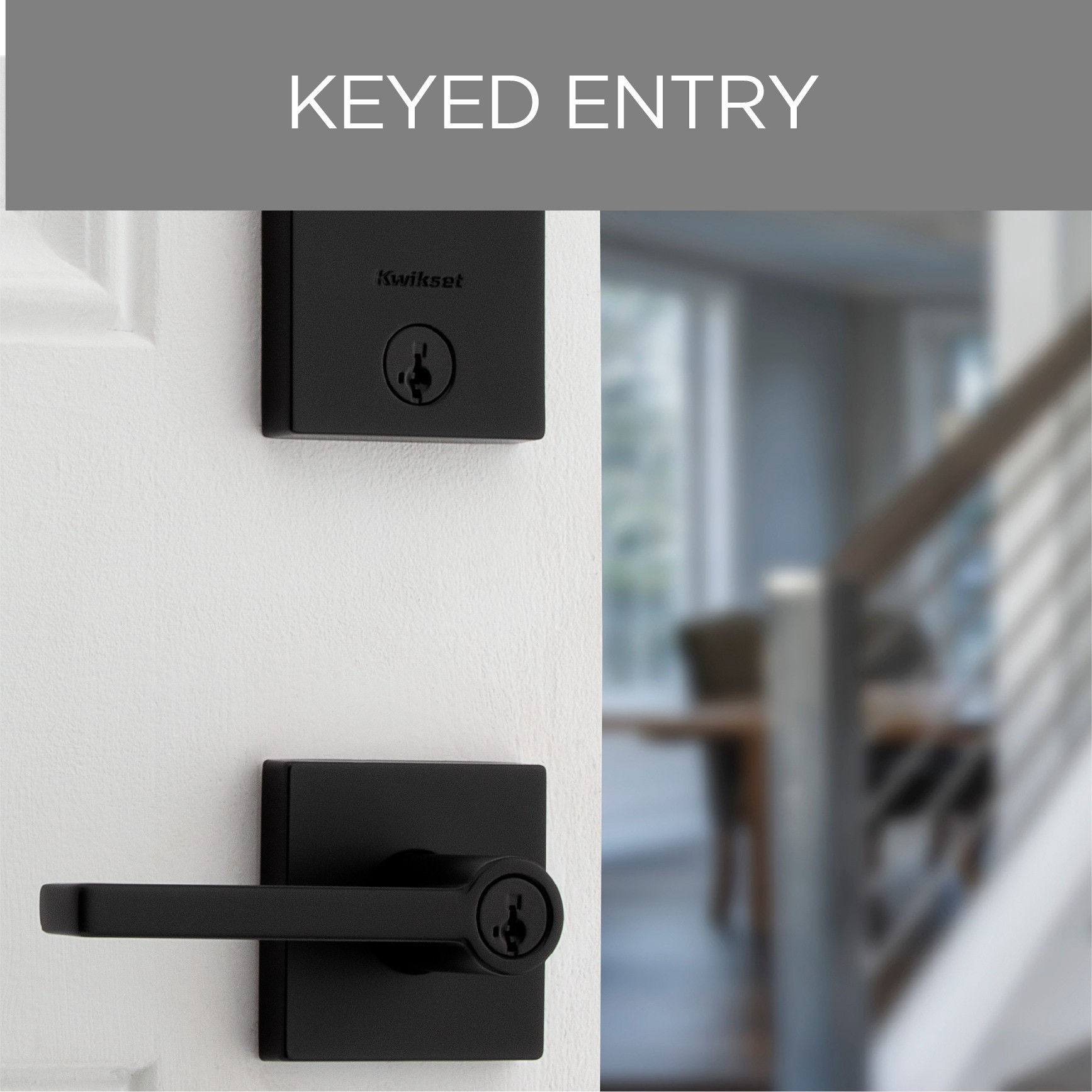 slide 2 of 6, Kwikset Halifax Matte Black Interior or Exterior Double-Cylinder Deadbolt and Keyed Entry Door Handleset ft. SmartKey Security, 1 ct