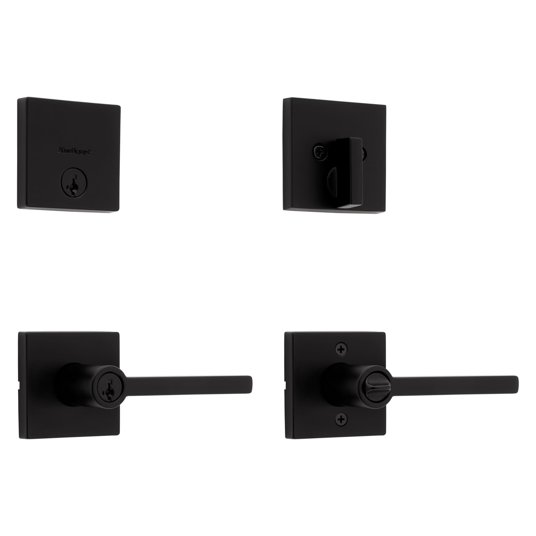 slide 1 of 6, Kwikset Halifax Matte Black Interior or Exterior Double-Cylinder Deadbolt and Keyed Entry Door Handleset ft. SmartKey Security, 1 ct