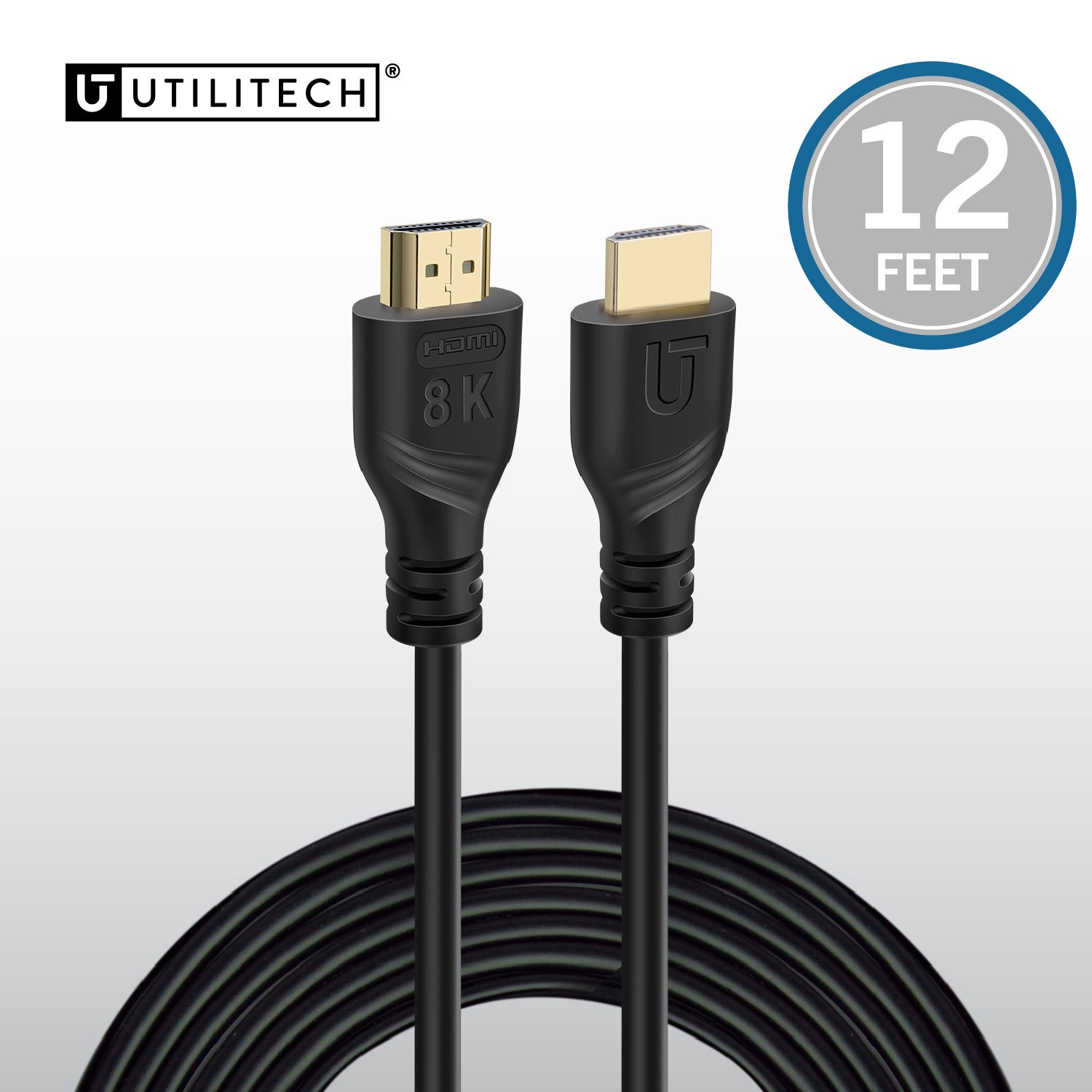 slide 1 of 6, Utilitech 8k HDMI to HDMI 12-ft Black, 1 ct
