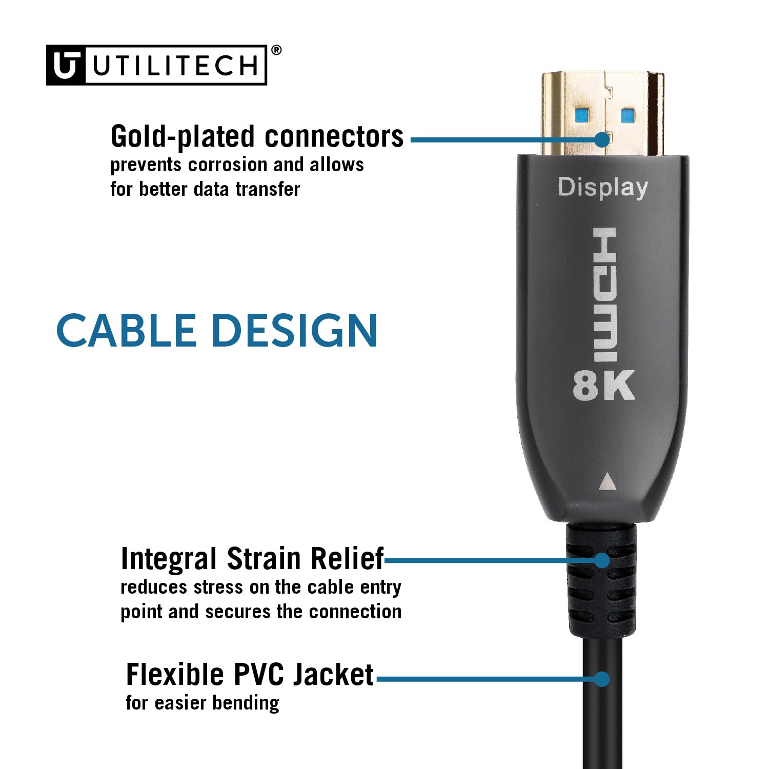 slide 3 of 6, Utilitech 8k HDMI to HDMI 25-ft Black, 1 ct