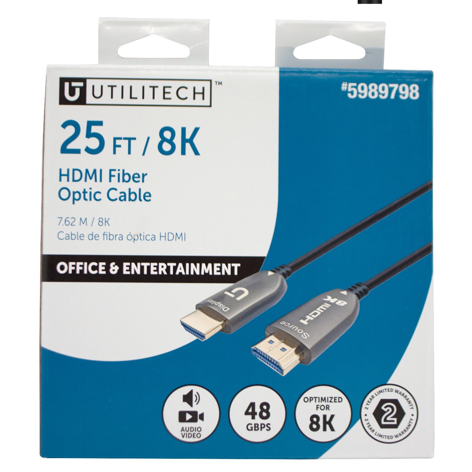 slide 6 of 6, Utilitech 8k HDMI to HDMI 25-ft Black, 1 ct