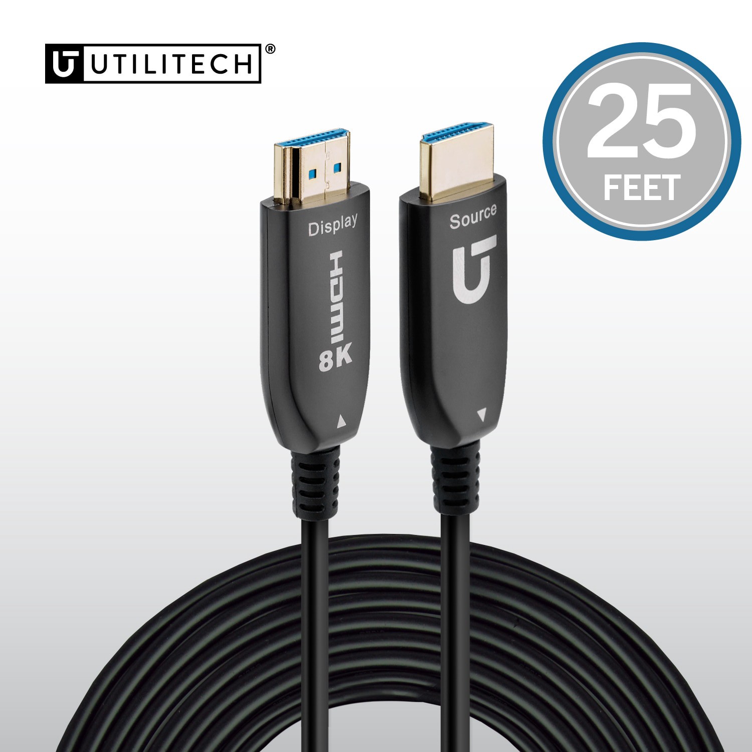 slide 1 of 6, Utilitech 8k HDMI to HDMI 25-ft Black, 1 ct